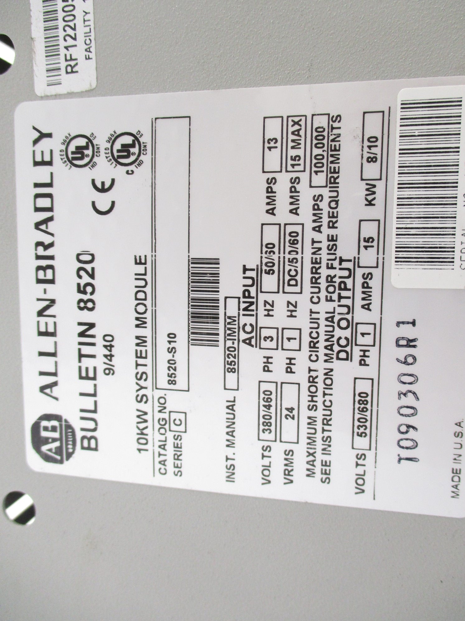 INDUSTRIAL SPARE PART 8520-S10 SER. C (AS PICTURED) UNMP