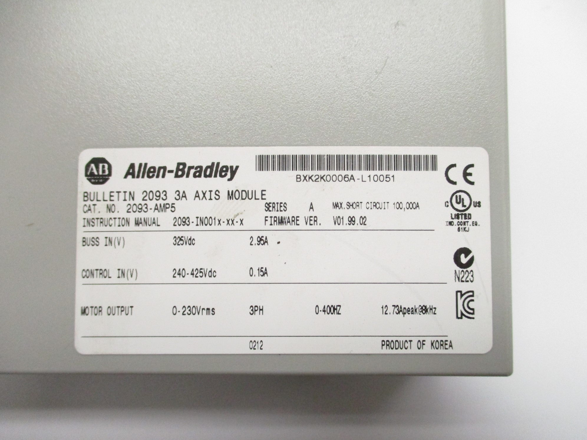 ALLEN BRADLEY 2093-AMP5 SER. A F/W 01.99.02 UNMP