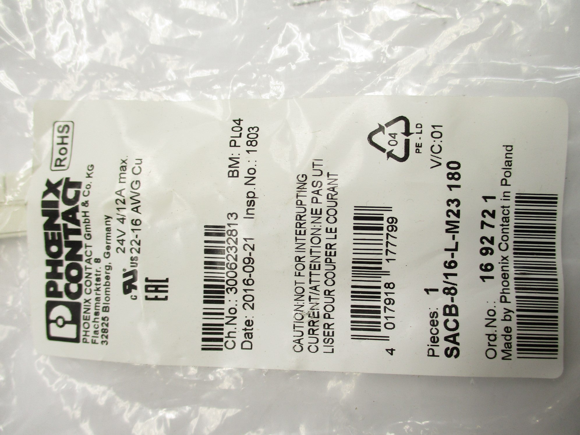 PHOENIX CONTACT SACB-8/16-L-M2318 NSMP