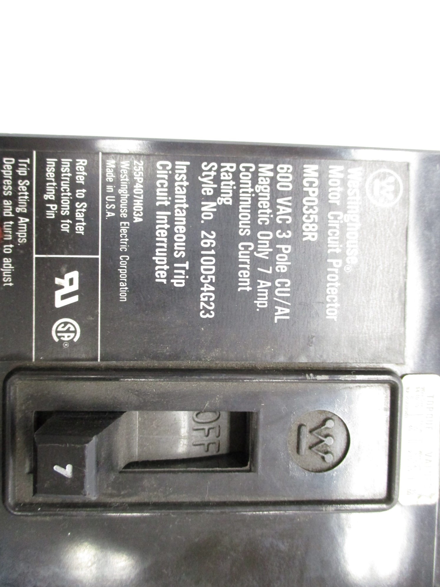 WESTINGHOUSE MCP0358R 600VAC  7A UNMP