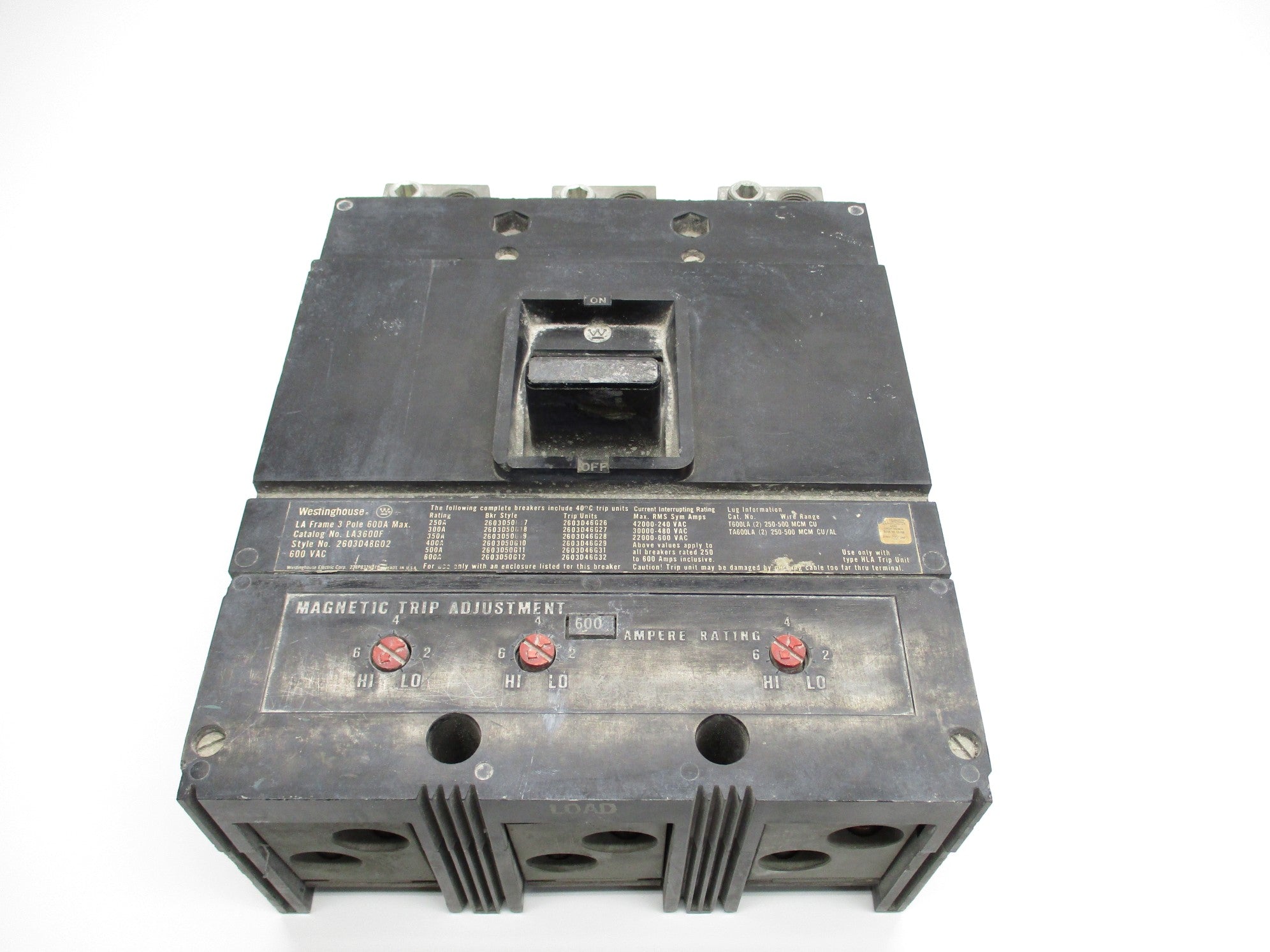 WESTINGHOUSE LA3600F 600A 600VAC UNMP