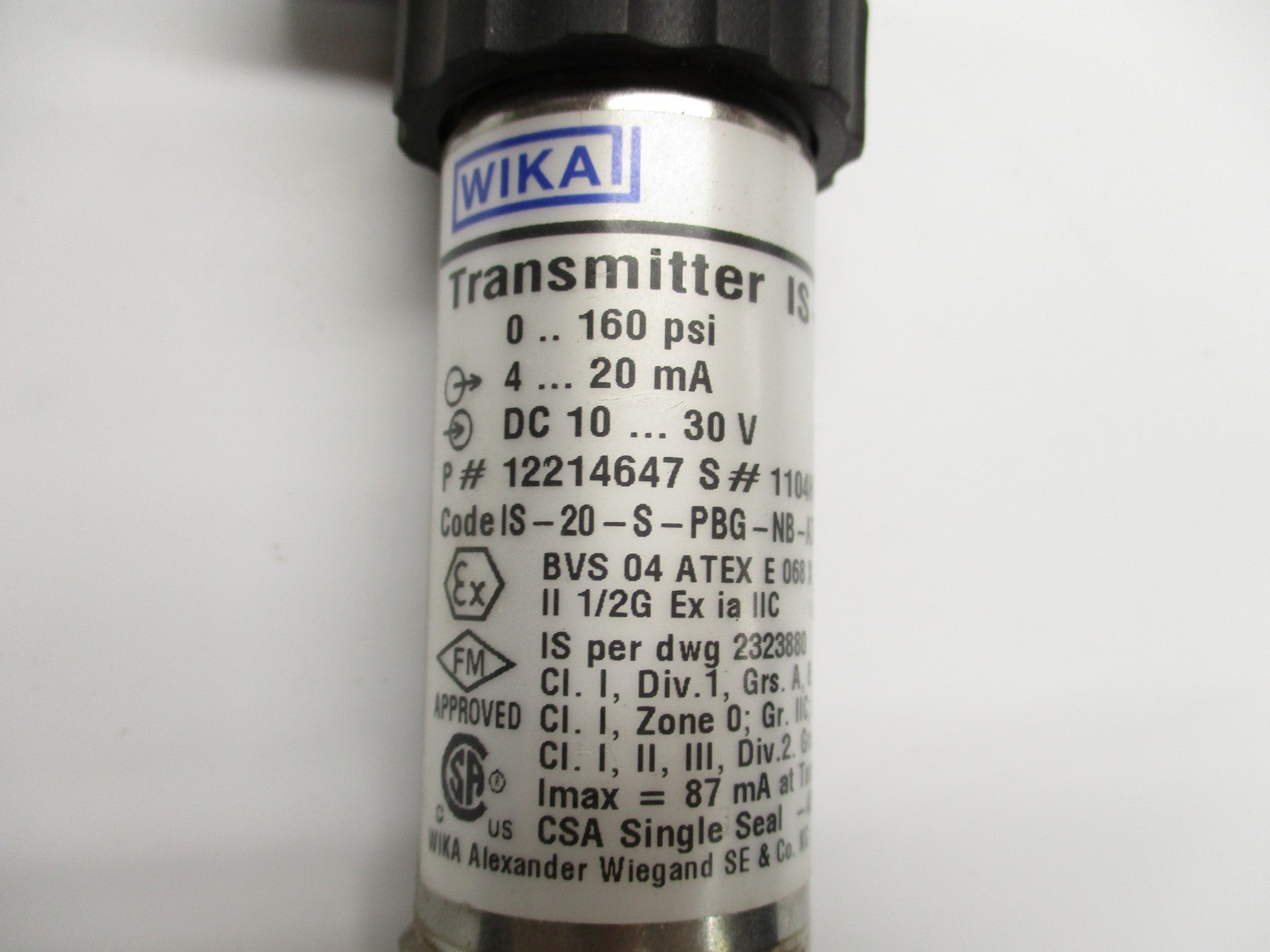 WIKA IS-20-S 0-160PSI NSMP