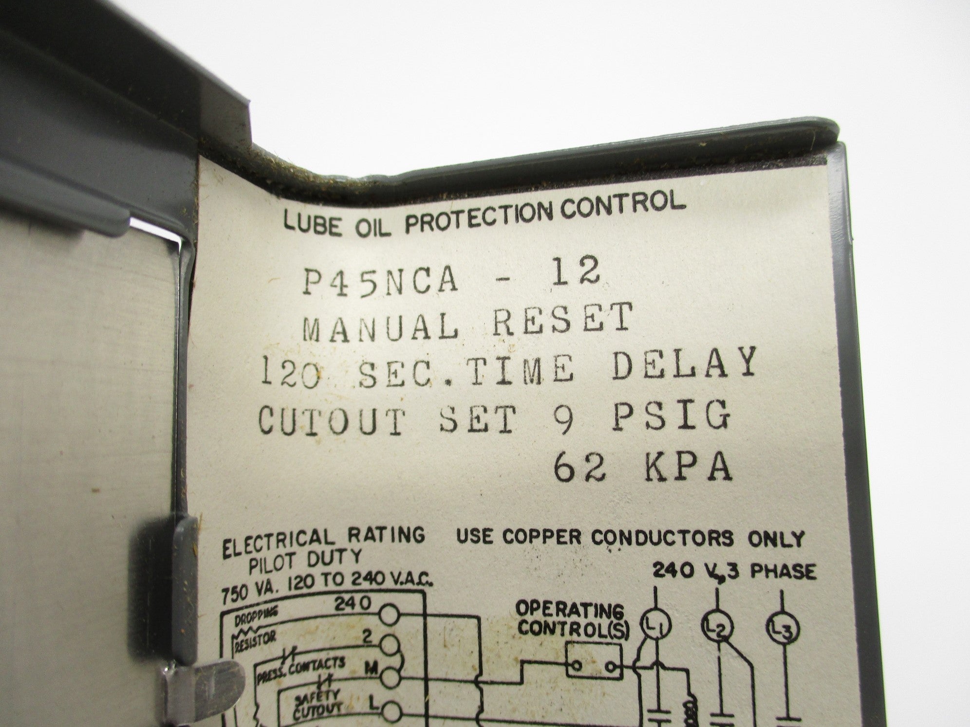 JOHNSON CONTROLS P45NCA-12 9PSI 120S NSMP