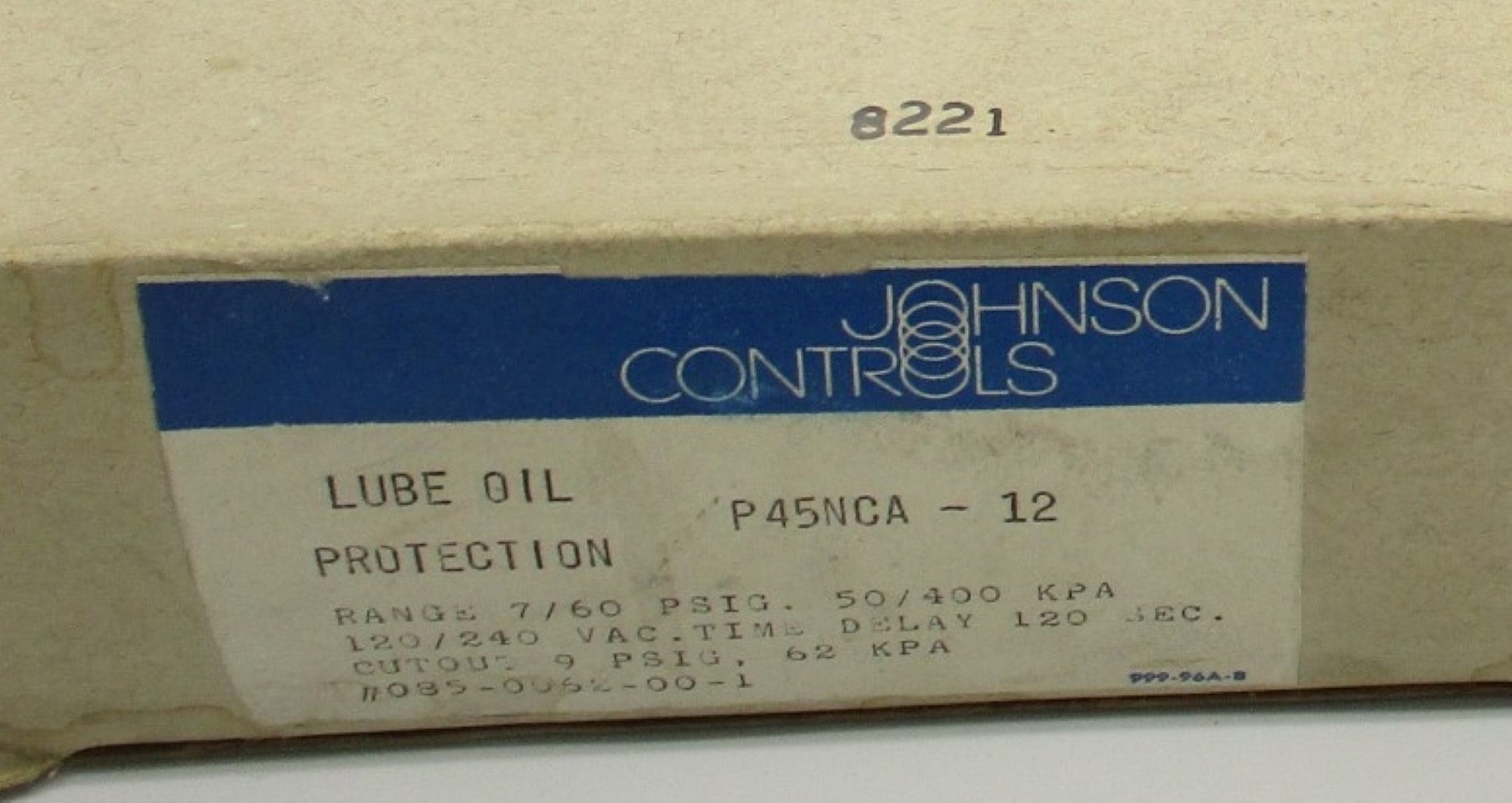 JOHNSON CONTROLS P45NCA-12 9PSI 120S NSMP