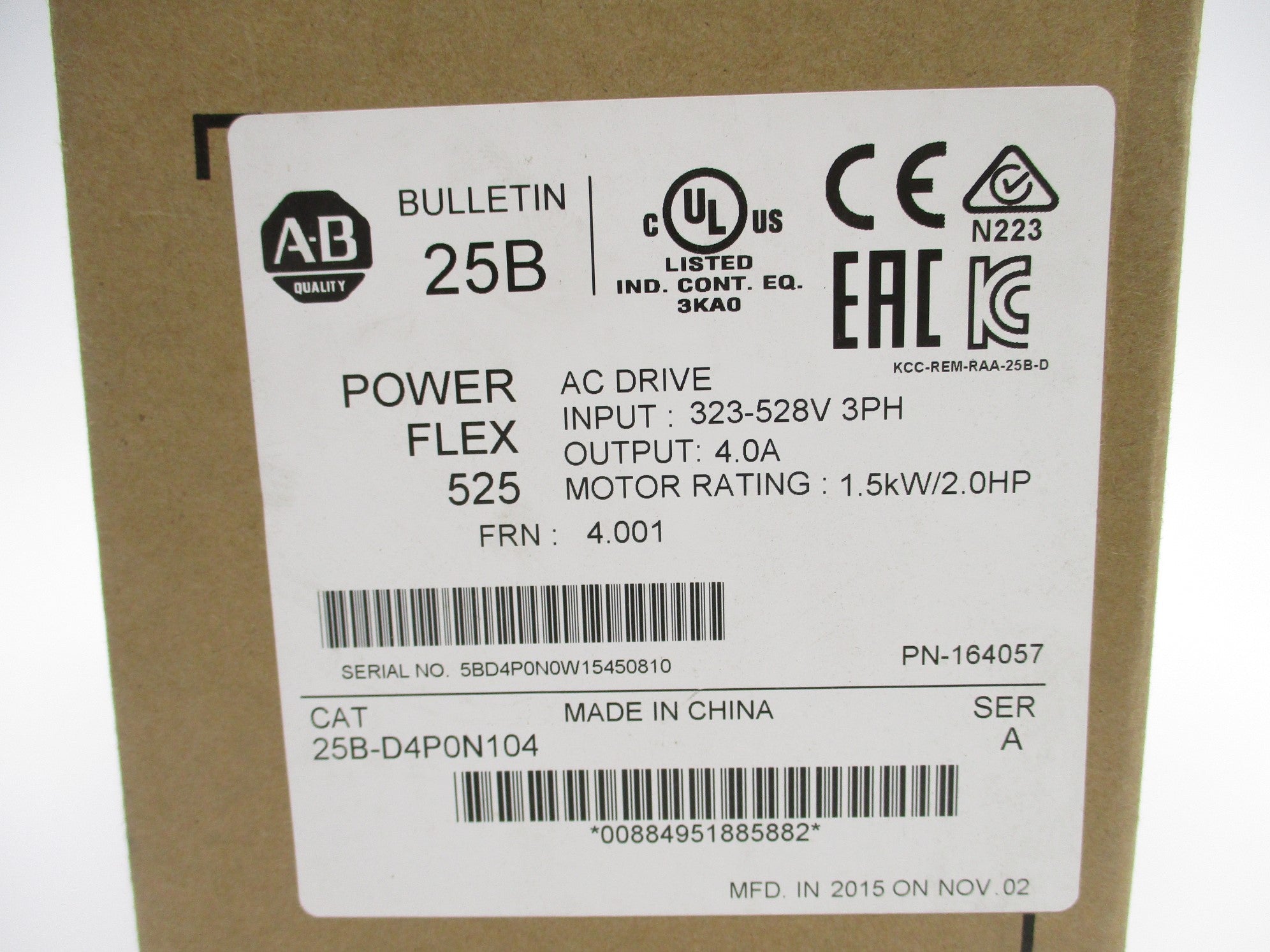 ALLEN BRADLEY 25B-D4P0N104 SER. A F/W 4.001 NSMP