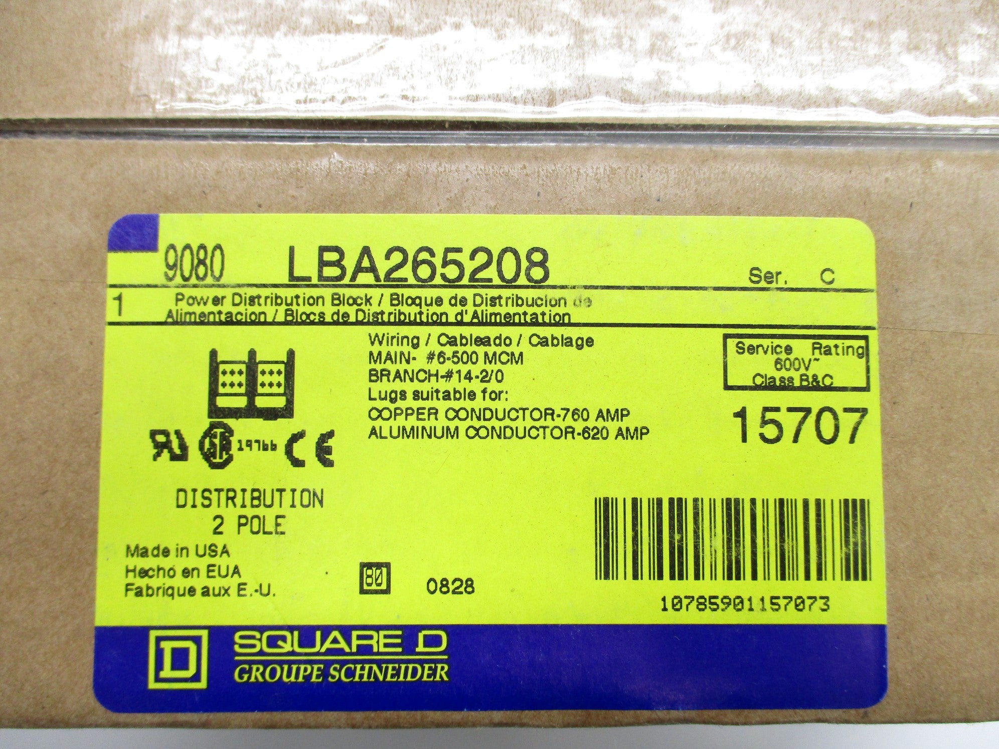 SQUARE D 9080LBA265208 SER. C 600V 760A NSFS