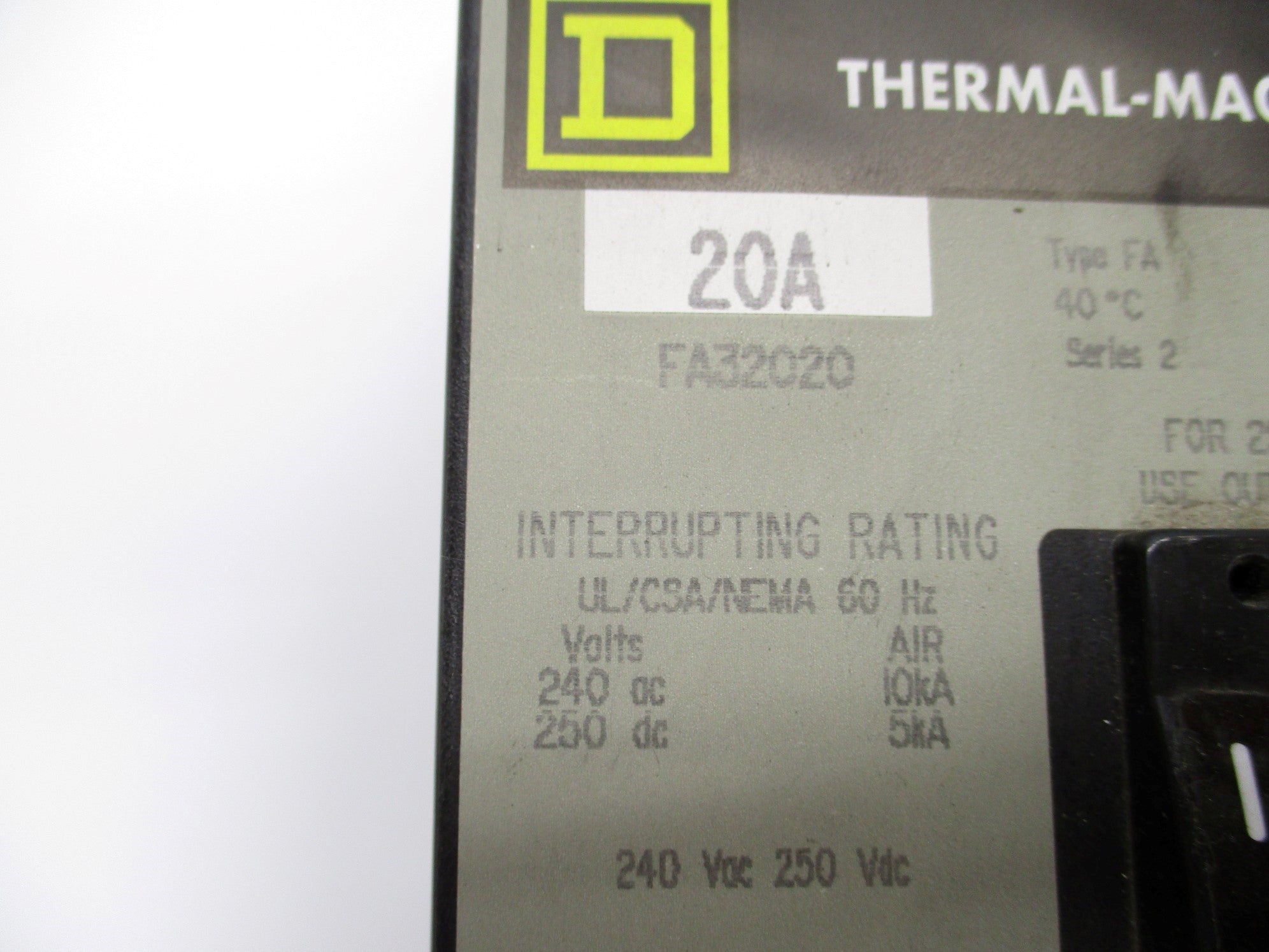 SQUARE D FA32020 20A 240V (GREY) NSMP