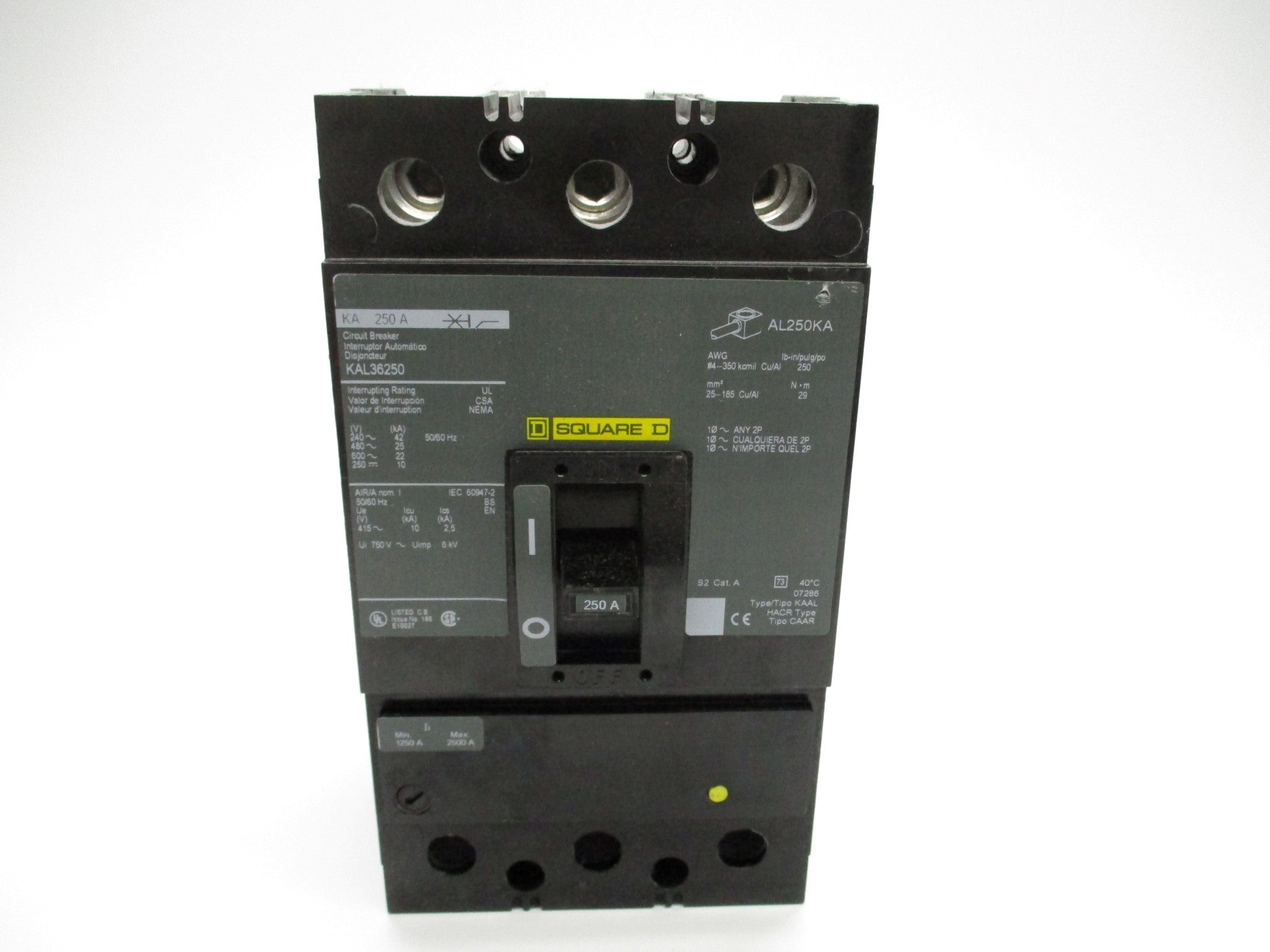 SQUARE D KAL36250 250A 600V (GREEN) NSMP