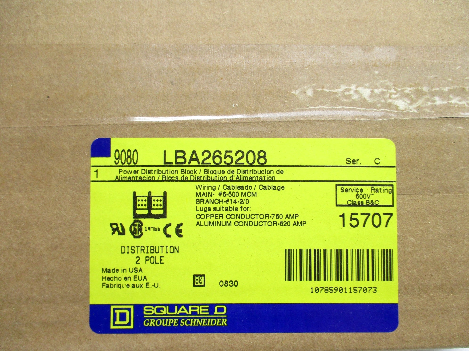 SQUARE D 9080LBA265208 SER. C NSMP