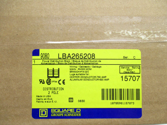 SQUARE D 9080LBA265208 SER. C NSMP