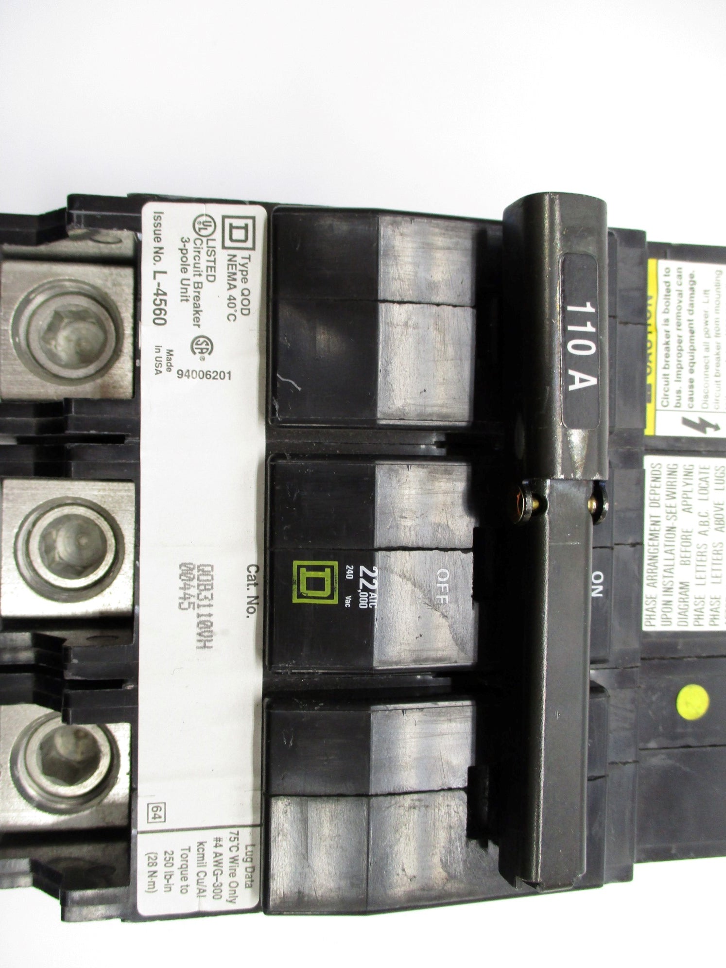 SQUARE D QOB3110VH 110A 240V NSMP
