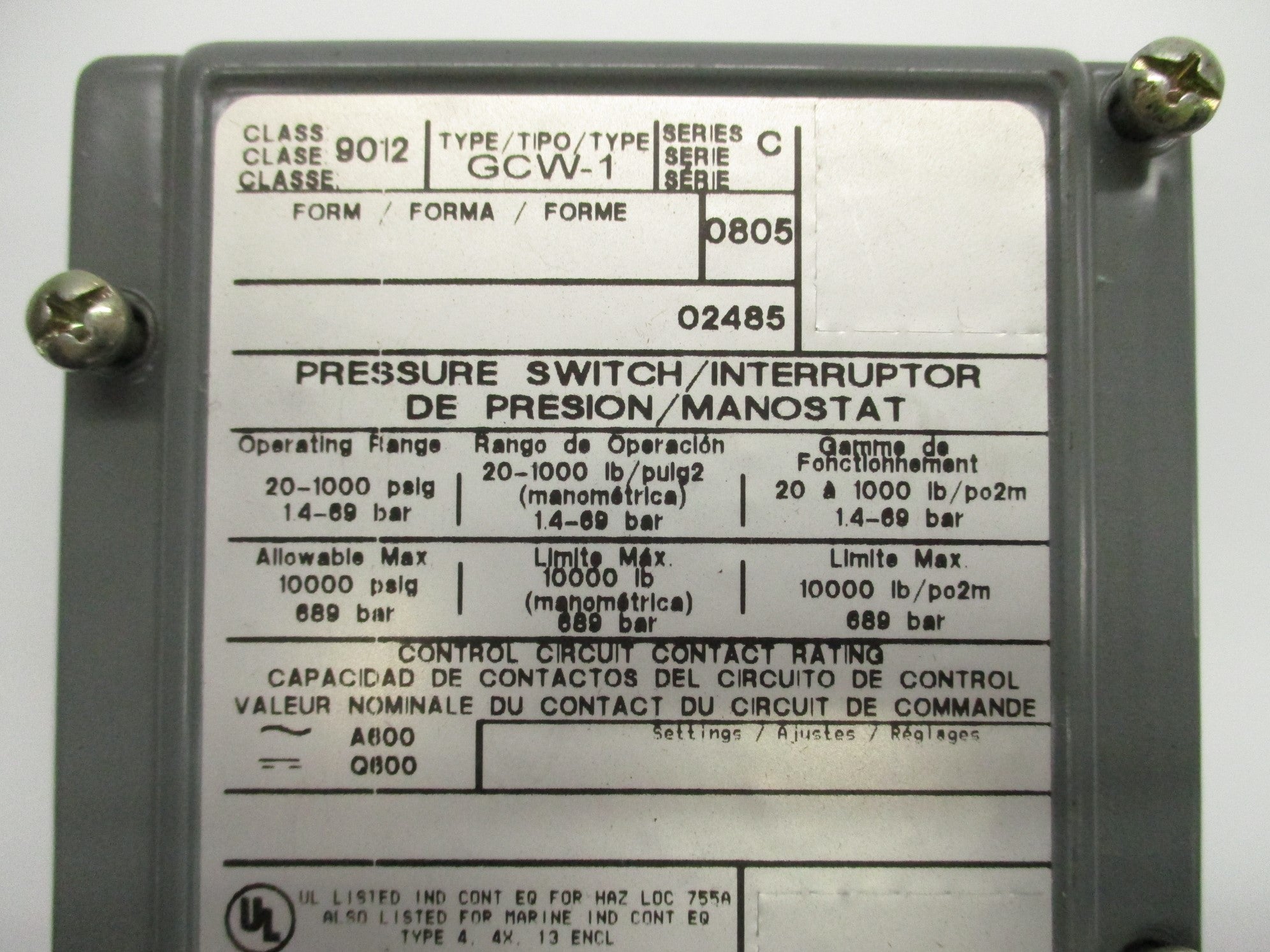 SQUARE D 9012-GCW-1 SER. C NSNP