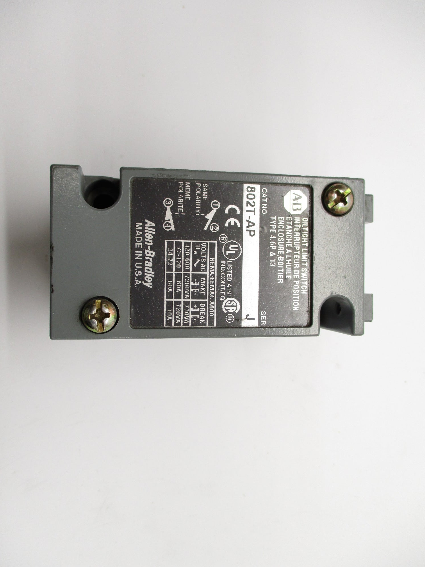 ALLEN BRADLEY 802T-AP SER. J (AS PICTURED) NSNP