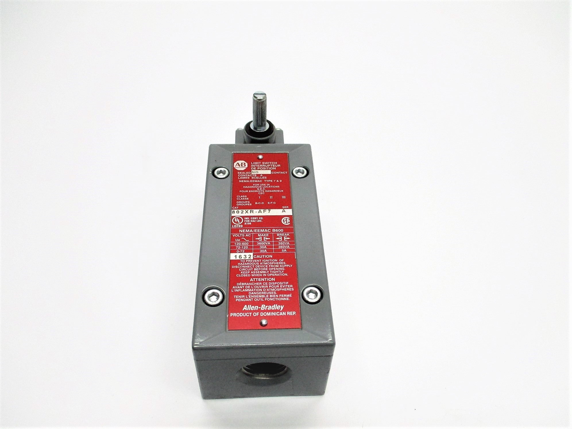 ALLEN BRADLEY 802XR-AF7 SER. A 120-600VAC 30A NSNP