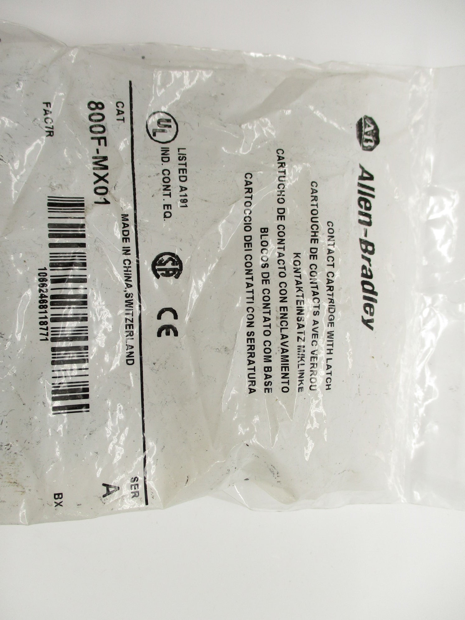 ALLEN BRADLEY 800F-MX01 SER. A (WH) NSMP