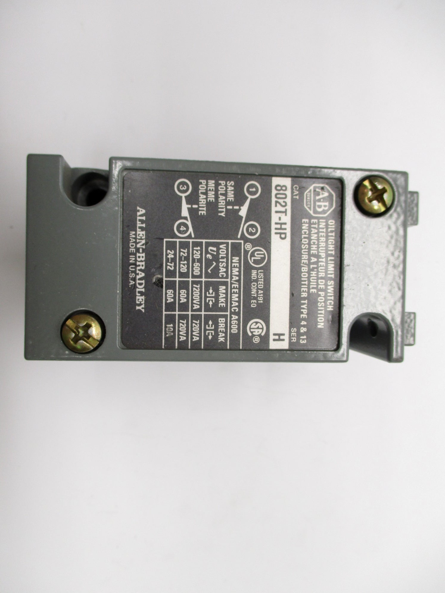 ALLEN BRADLEY 802T-HP SER. H (AS PICTURED) NSNP
