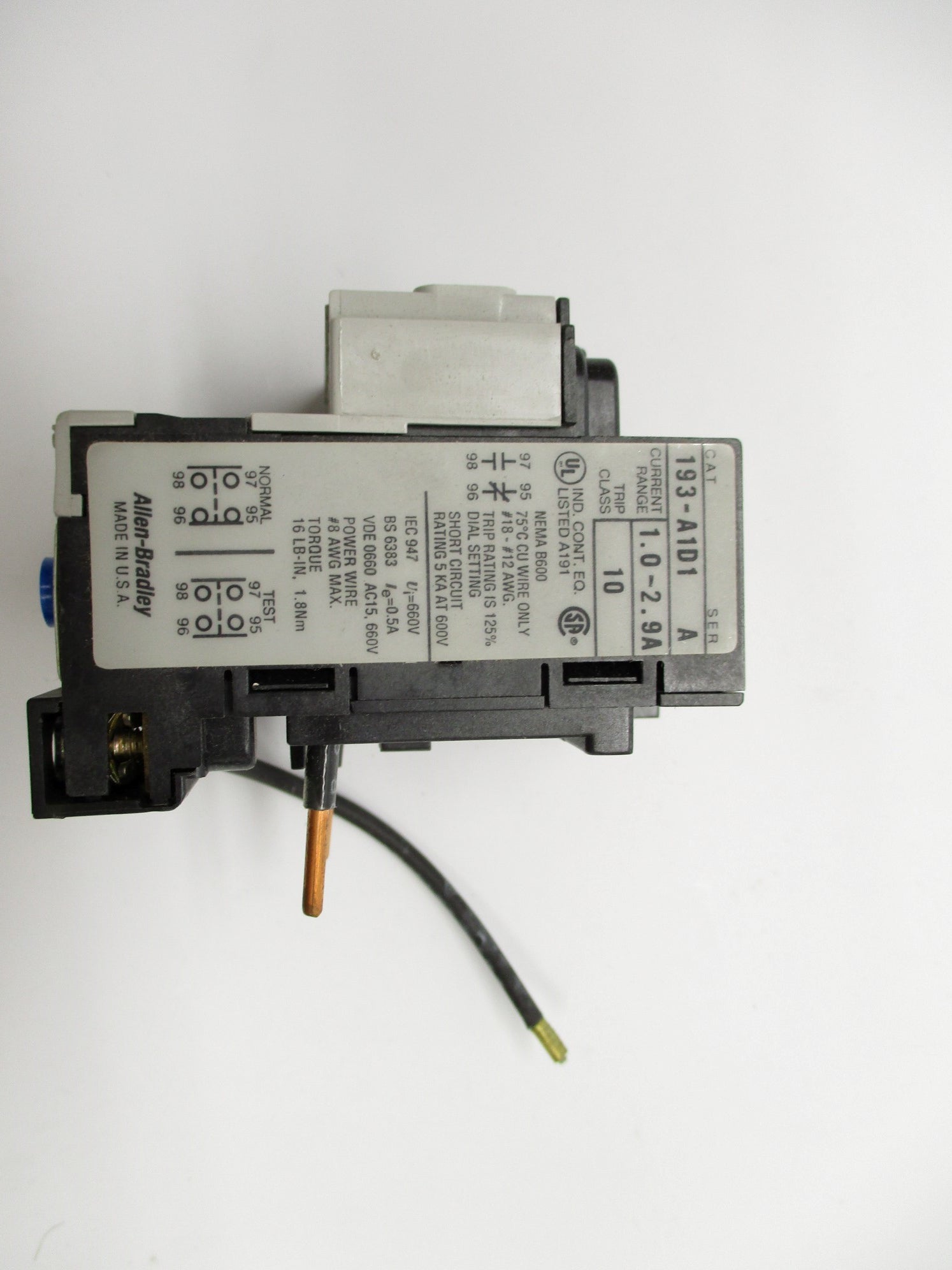 ALLEN BRADLEY 193-A1D1 SER. A 1.0-2.9A  (WH) NSMP