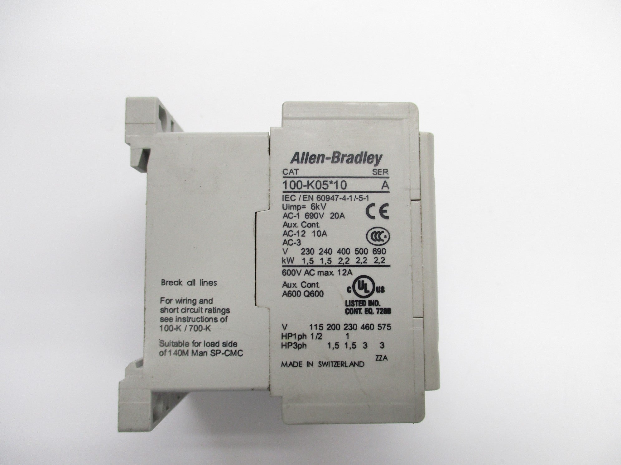 ALLEN BRADLEY 100-K05D10 SER. A 110/120V NSNP