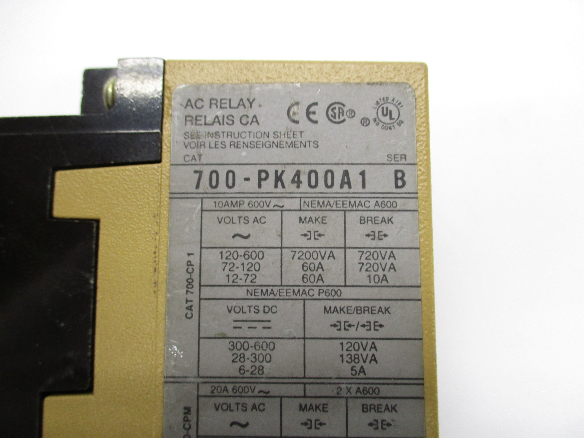ALLEN BRADLEY 700-PK400A1 SER. B NSNP