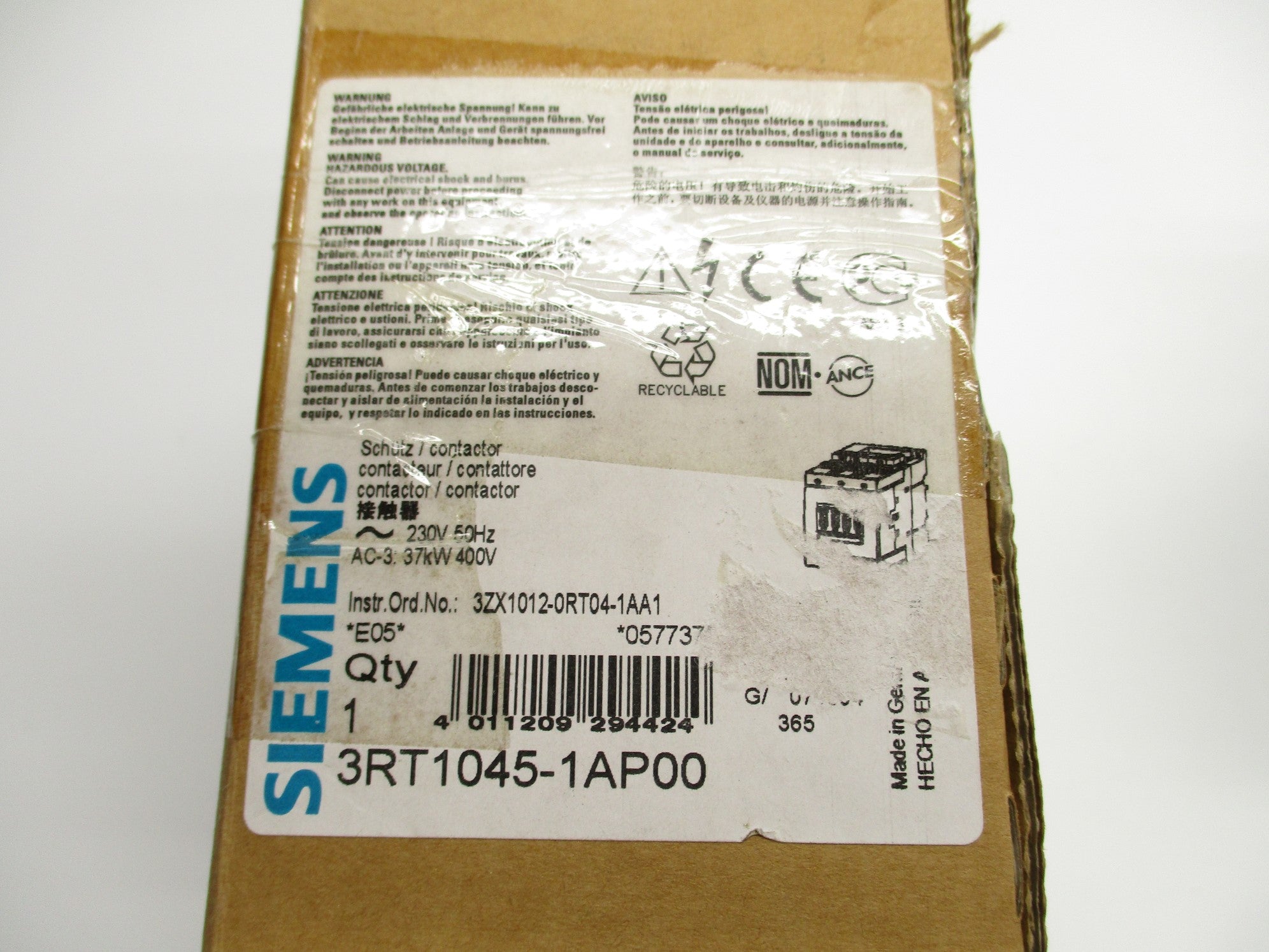 SIEMENS 3RT1045-1AP00 230V (AS PICTURED) NSMP