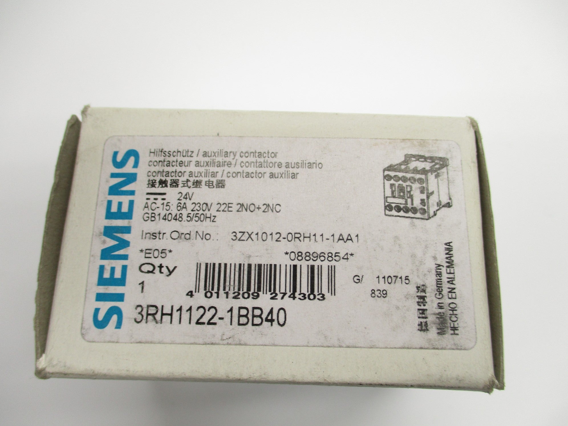SIEMENS 3RH1122-1BB40 24VDC 10A NSMP