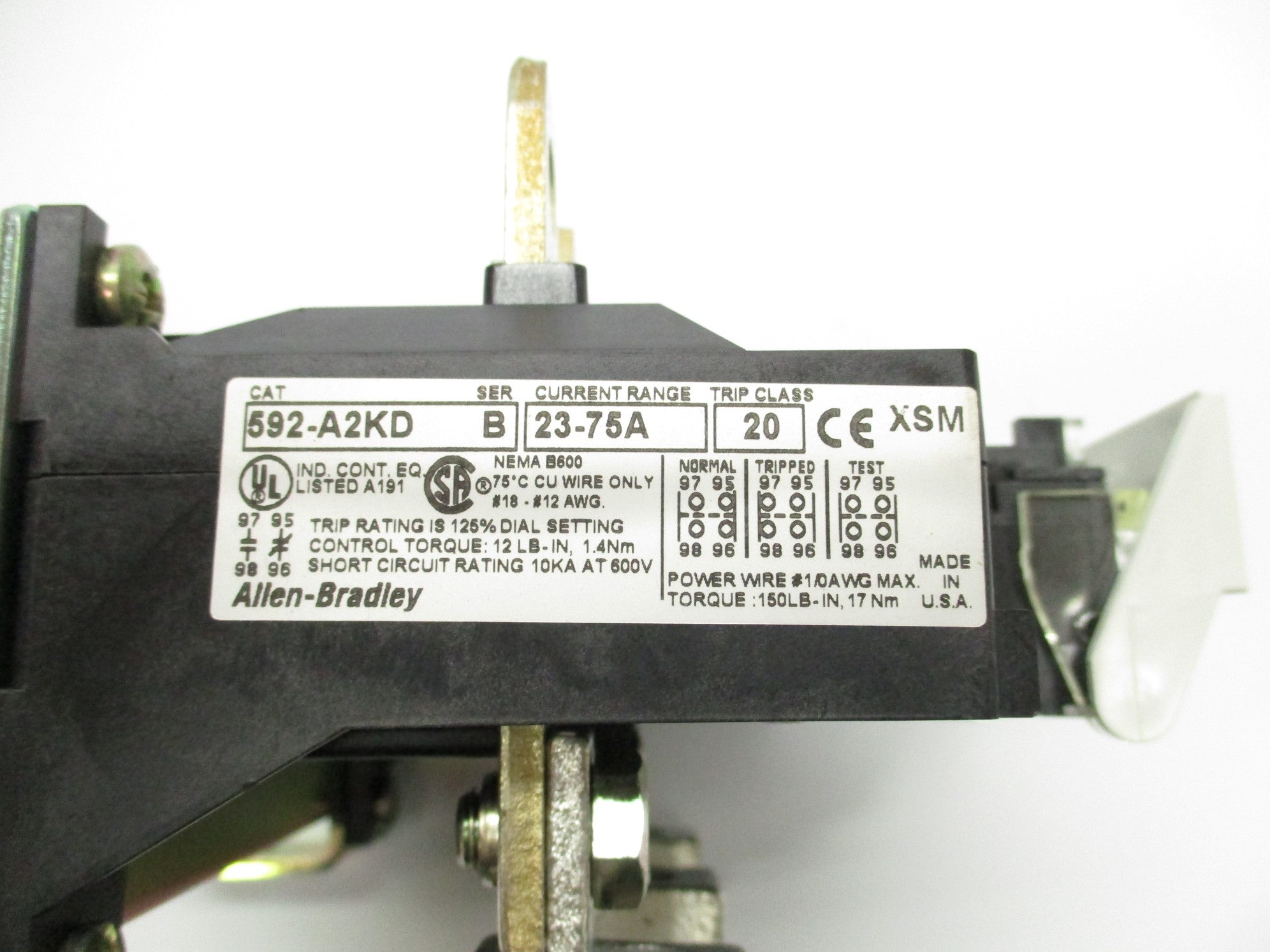 ALLEN BRADLEY 592-A2KD SER. B 23-75A (BR/WH) NSMP