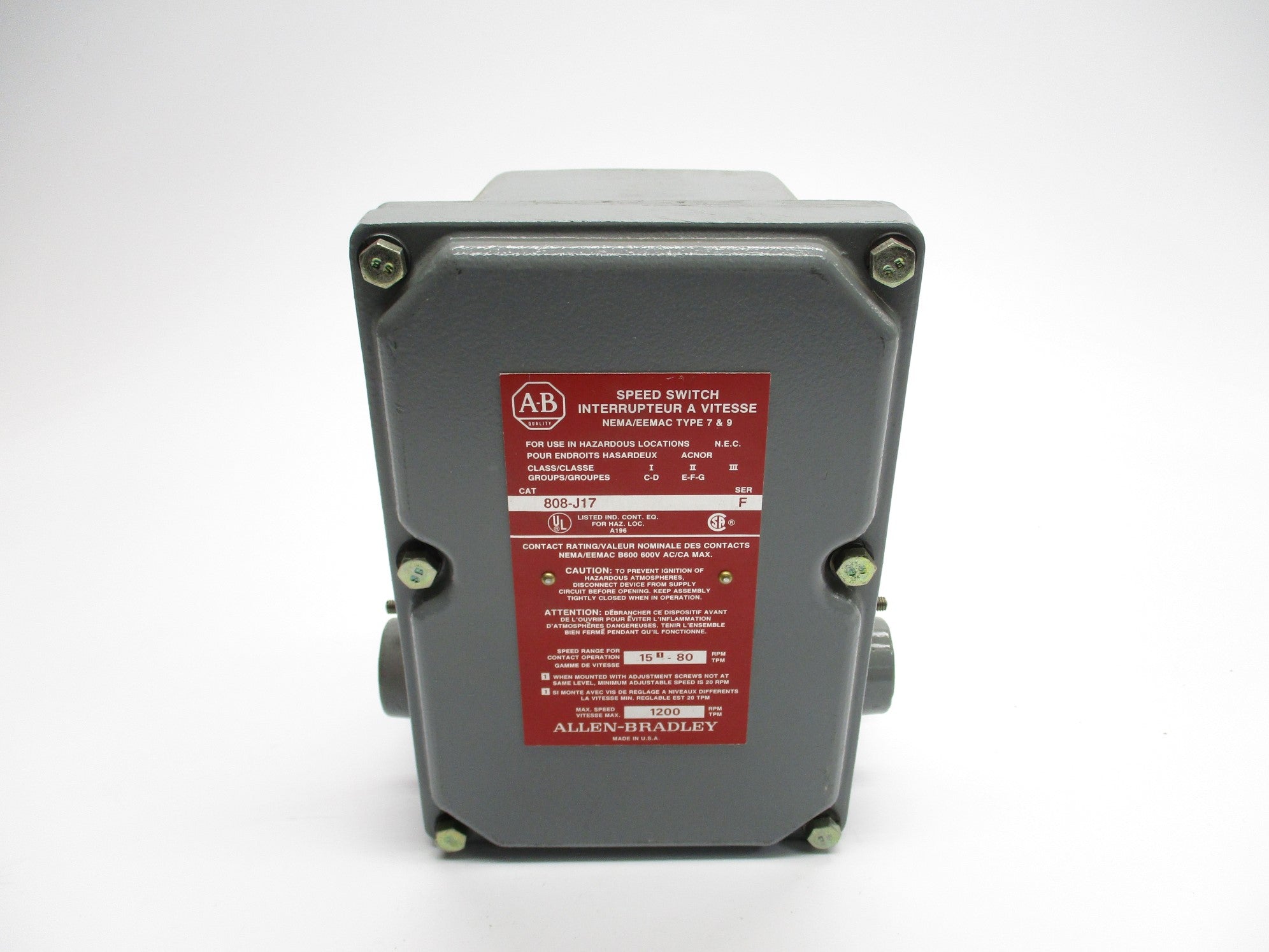 ALLEN BRADLEY 808-J17 SER. F NSNP