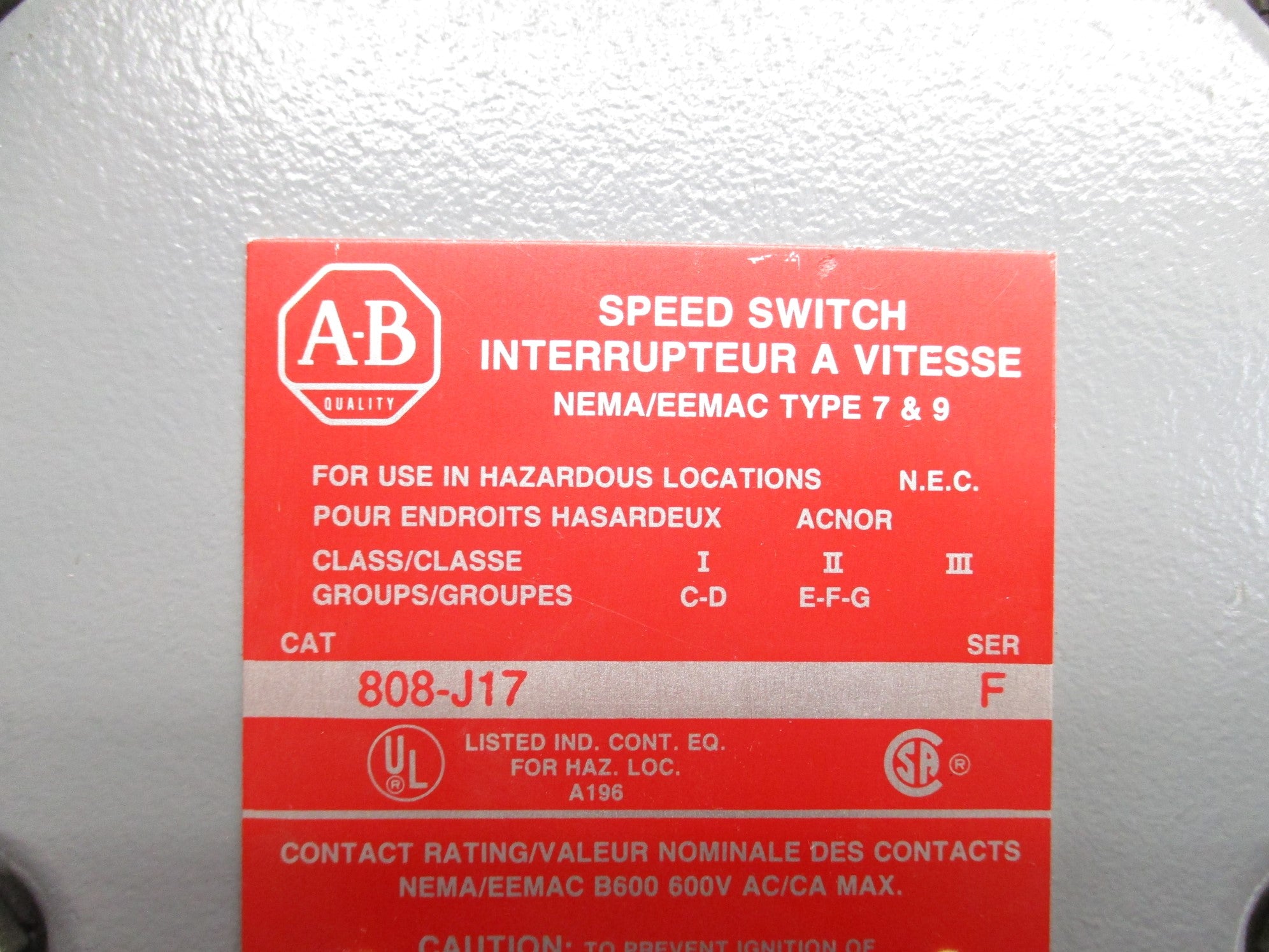 ALLEN BRADLEY 808-J17 SER. F NSNP