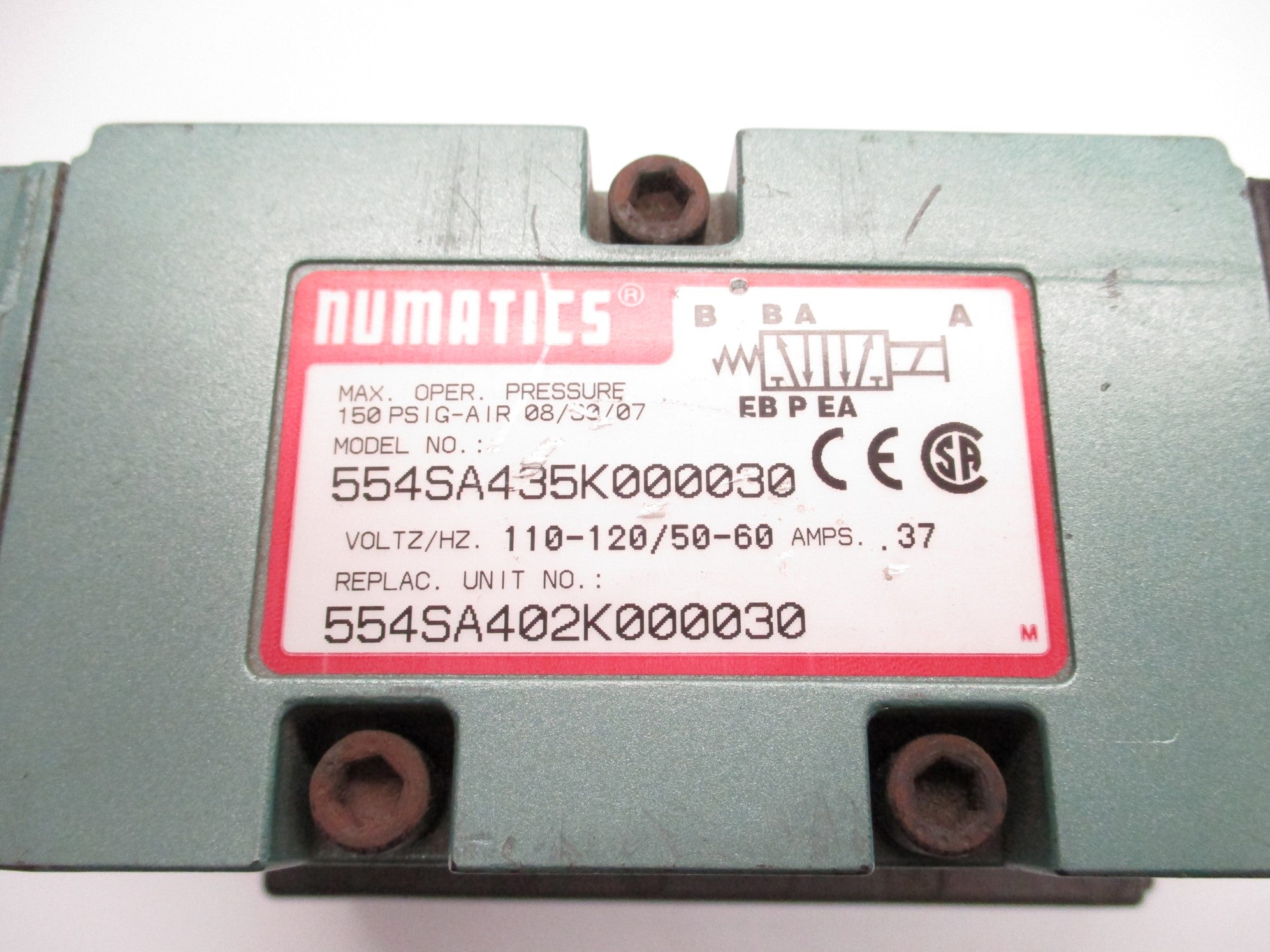 NUMATICS 554SA435K000030 110-120V NSNP