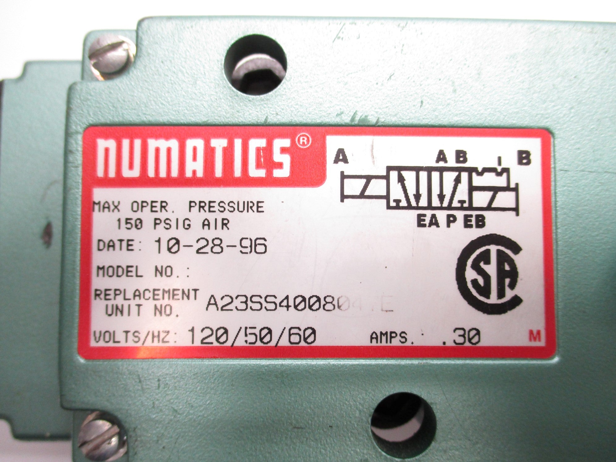NUMATICS A23SS4008047E 50-120V UNMP