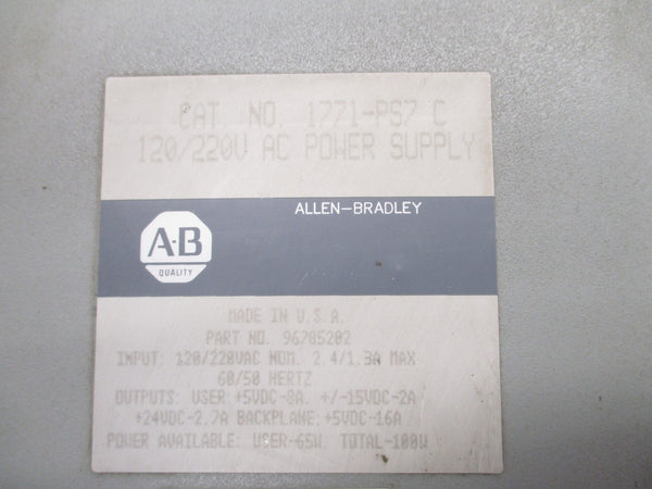 ALLEN BRADLEY 1771-PS7 SER. C 120/277VAC 2.4/1.3A NSNP
