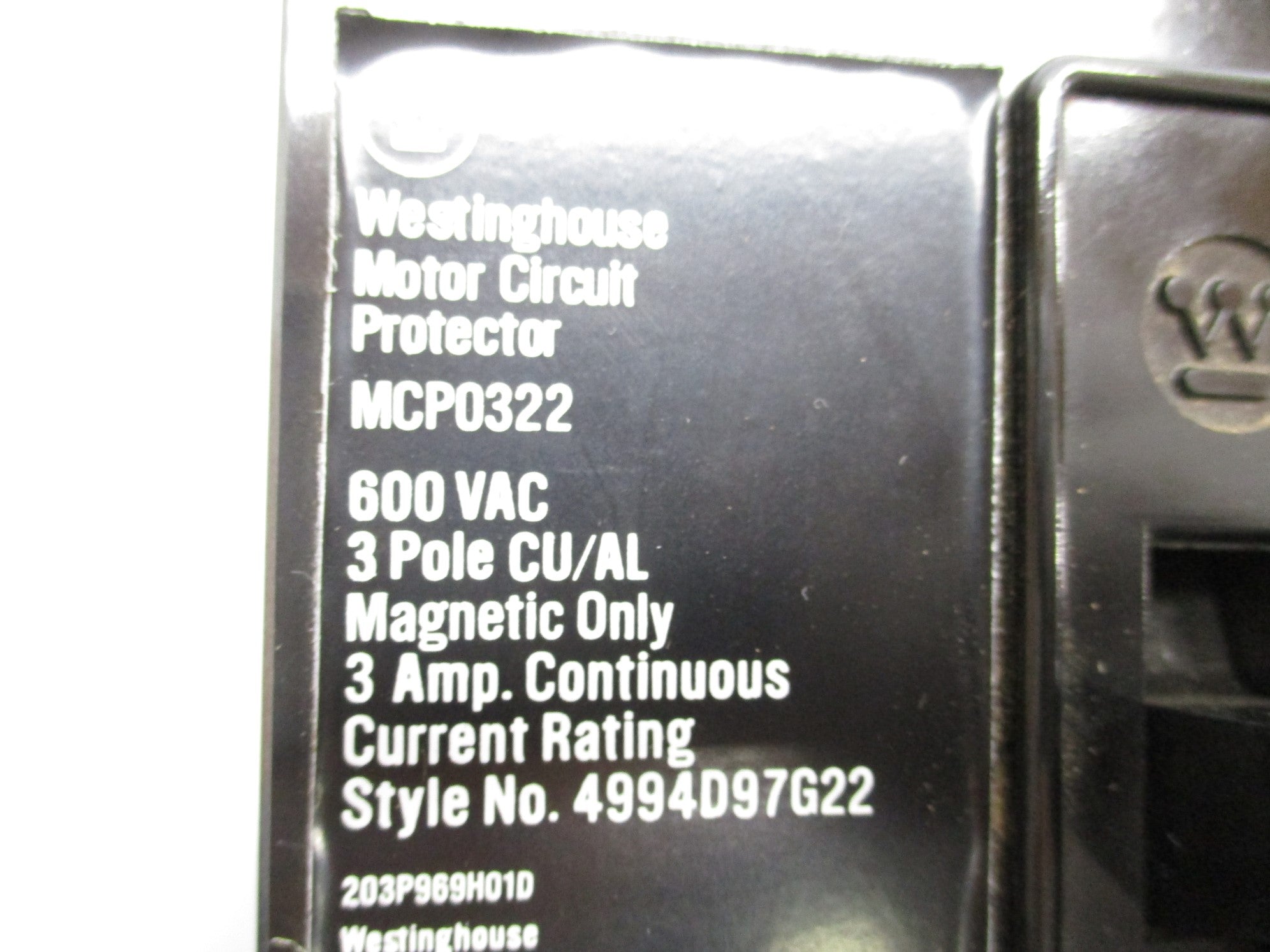 WESTINGHOUSE MCP0322 3A 600VAC NSMP