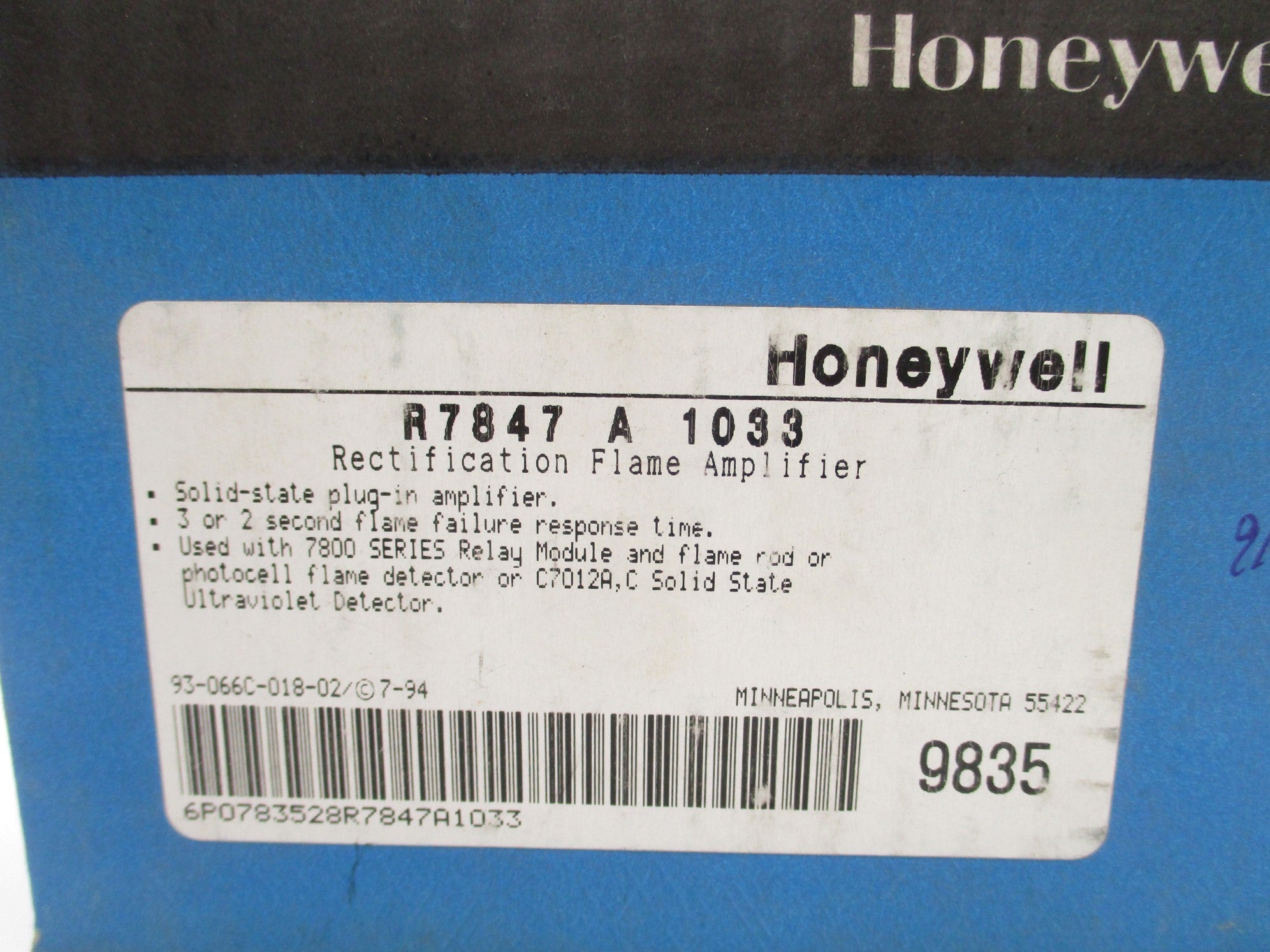 HONEYWELL R7847A1033 1.25VDC 2/3S NSMP
