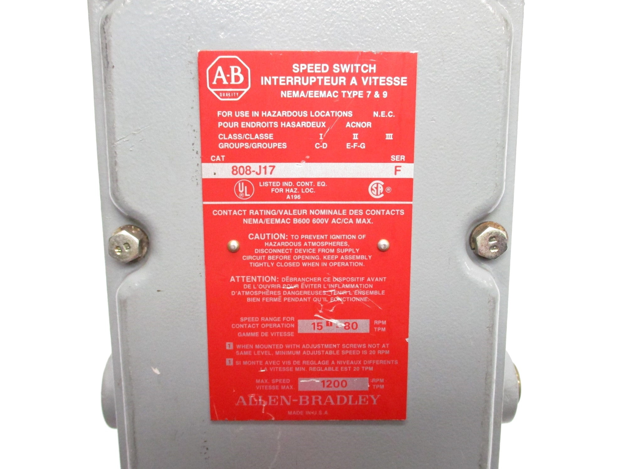 INDUSTRIAL SPARE PART 808-J17 SER. F (AS PICTURED) NSNP