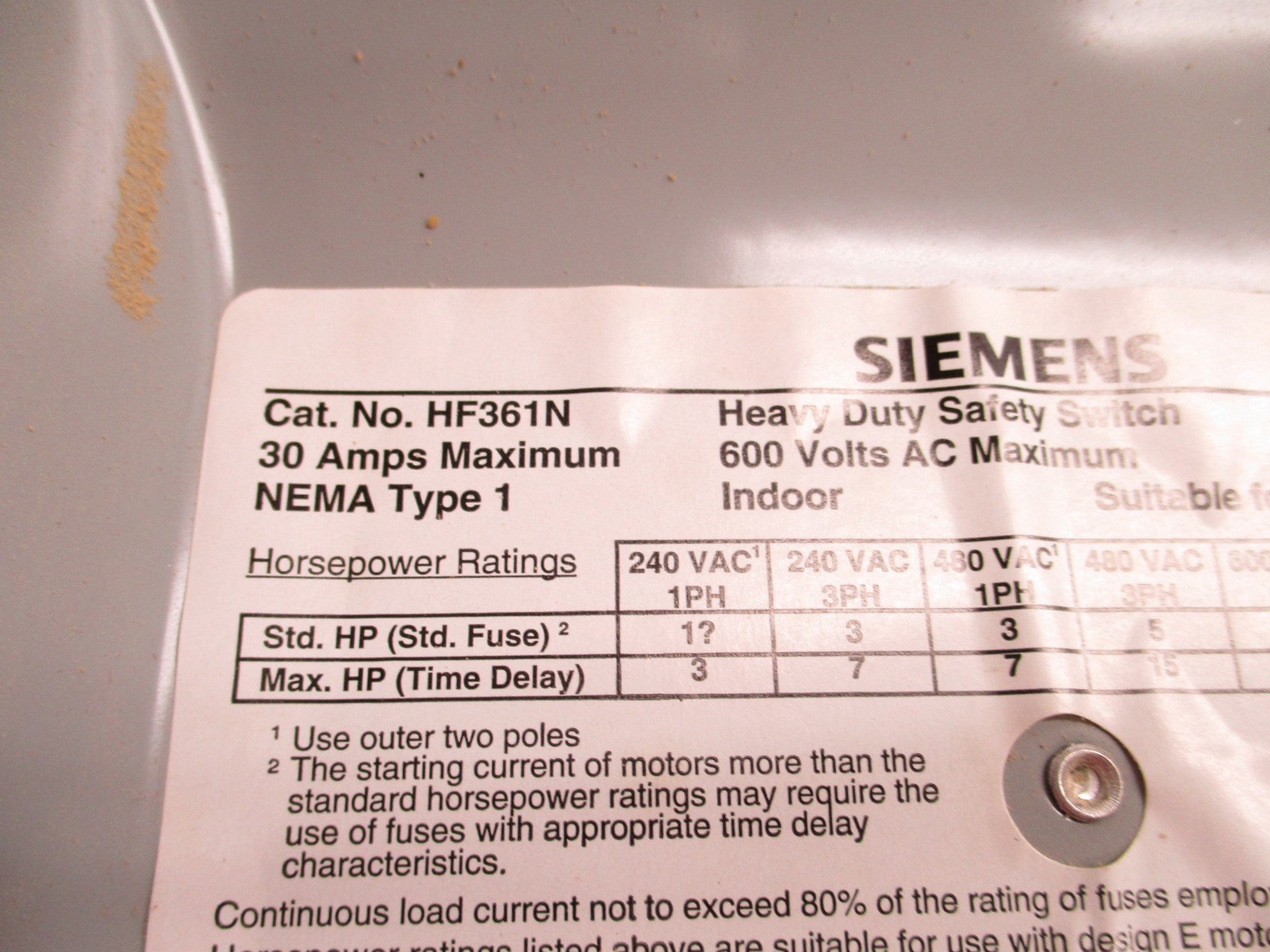 SIEMENS HF361N UNMP