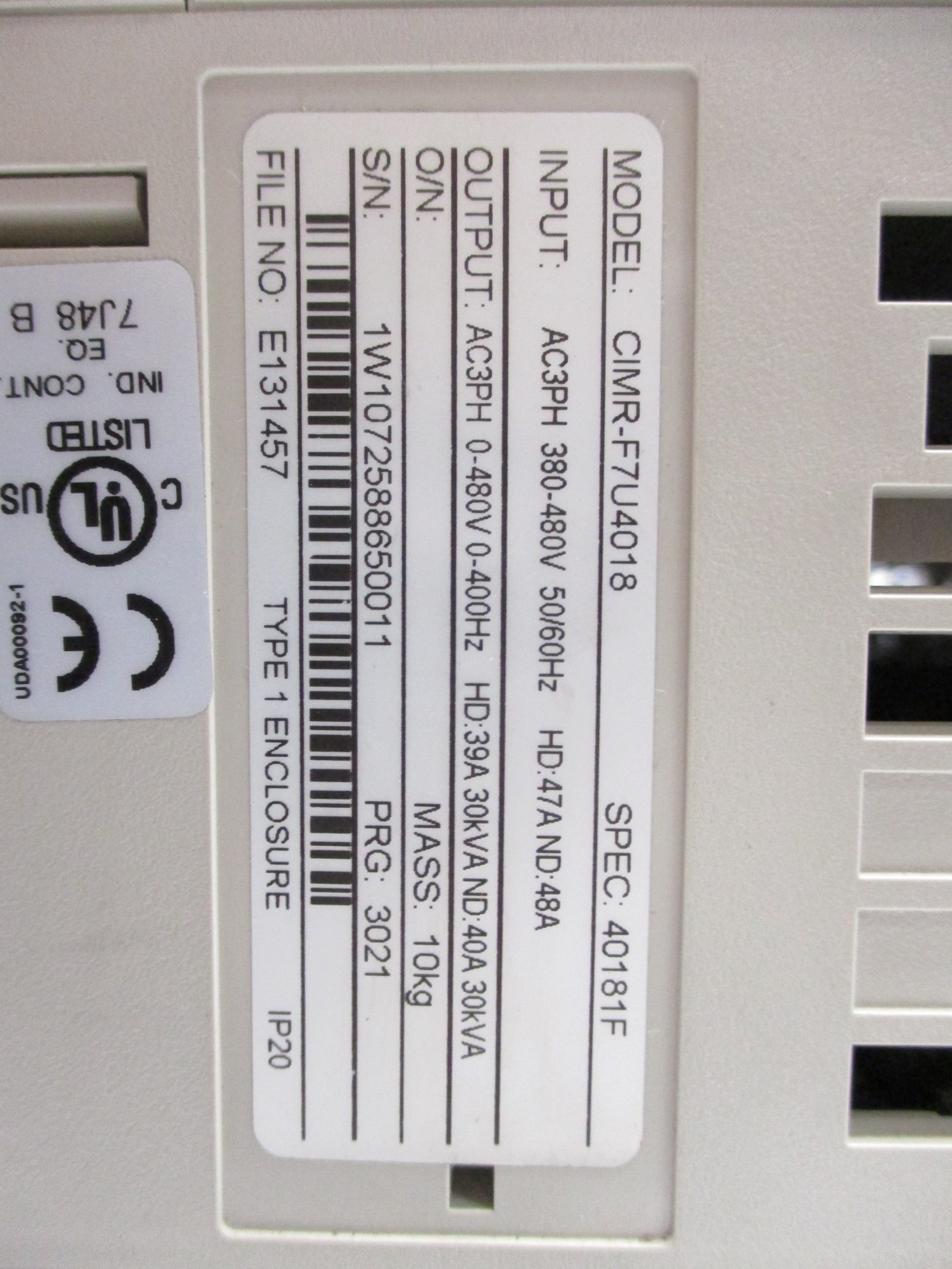 YASKAWA CIMR-F7U4018 UNMP