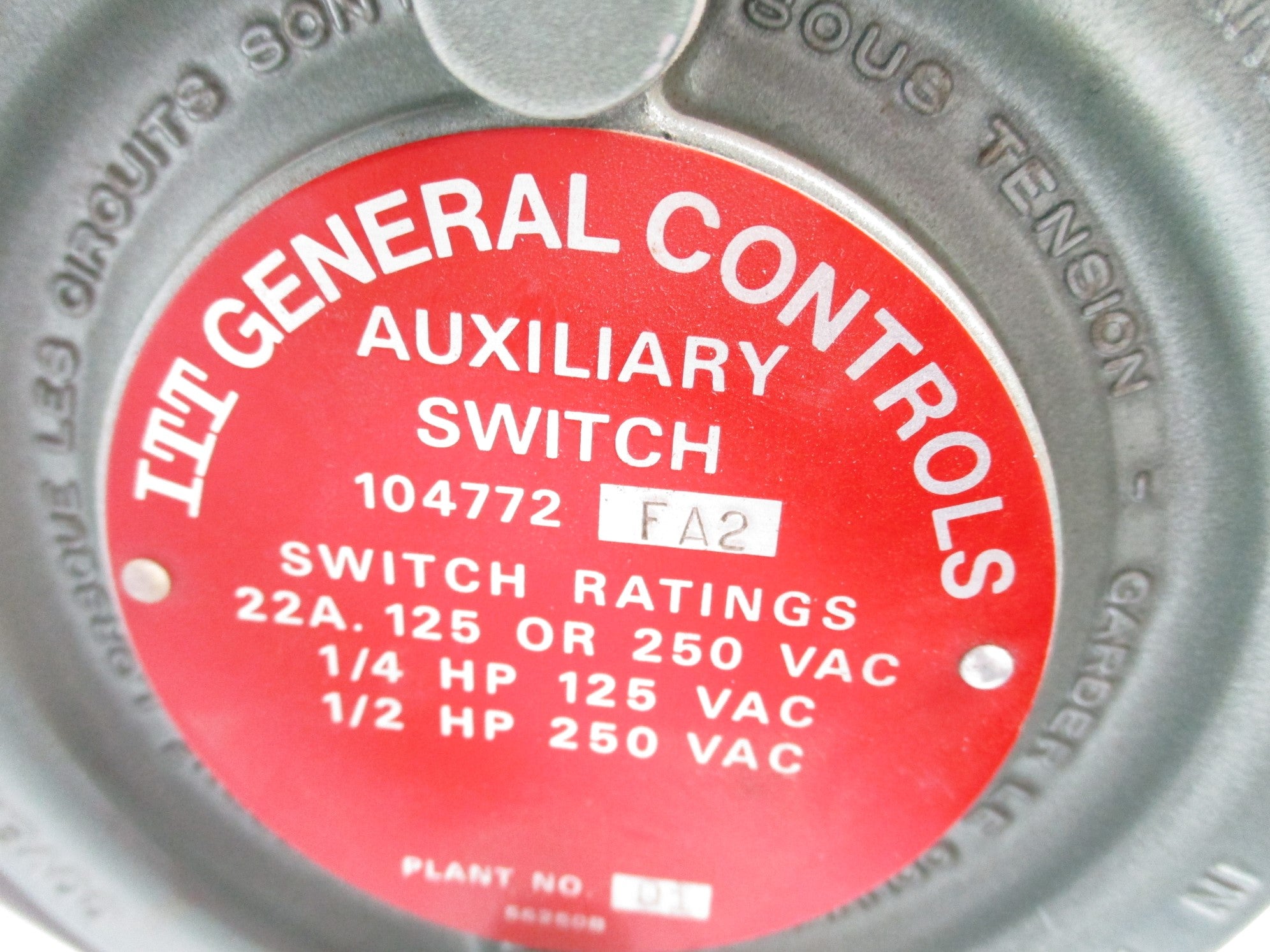 ITT GENERAL CONTROLS 104772FA2 UNMP