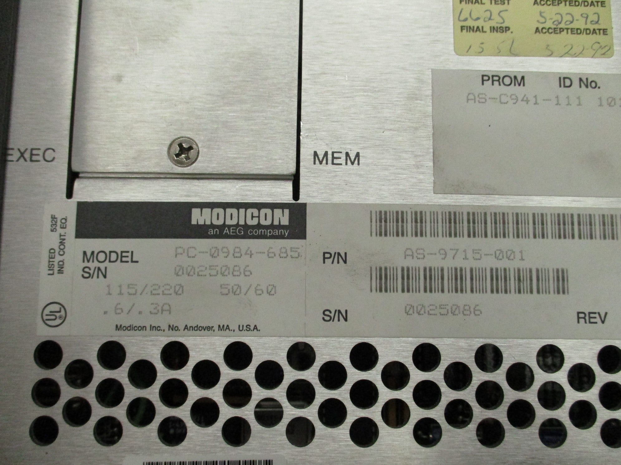 MODICON PC-0984-685 UNMP