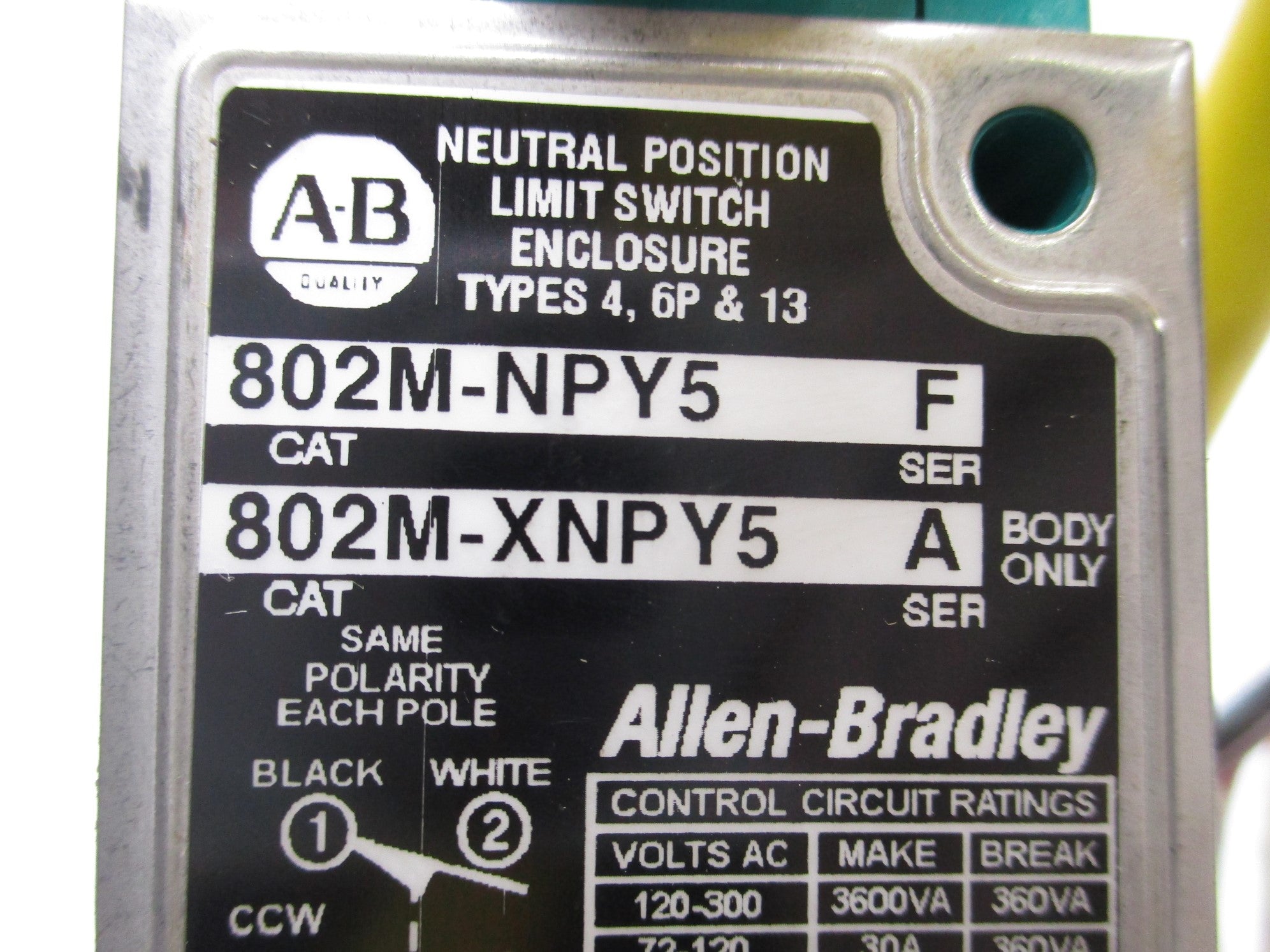 ALLEN BRADLEY 802M-NPY5 SER. F UNMP