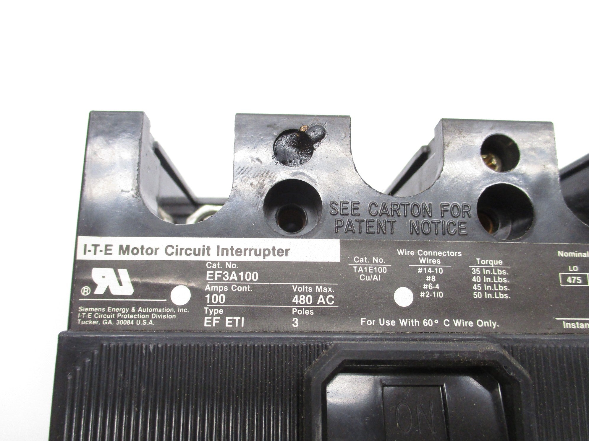 ITE EF3A100 100A 480VAC UNMP
