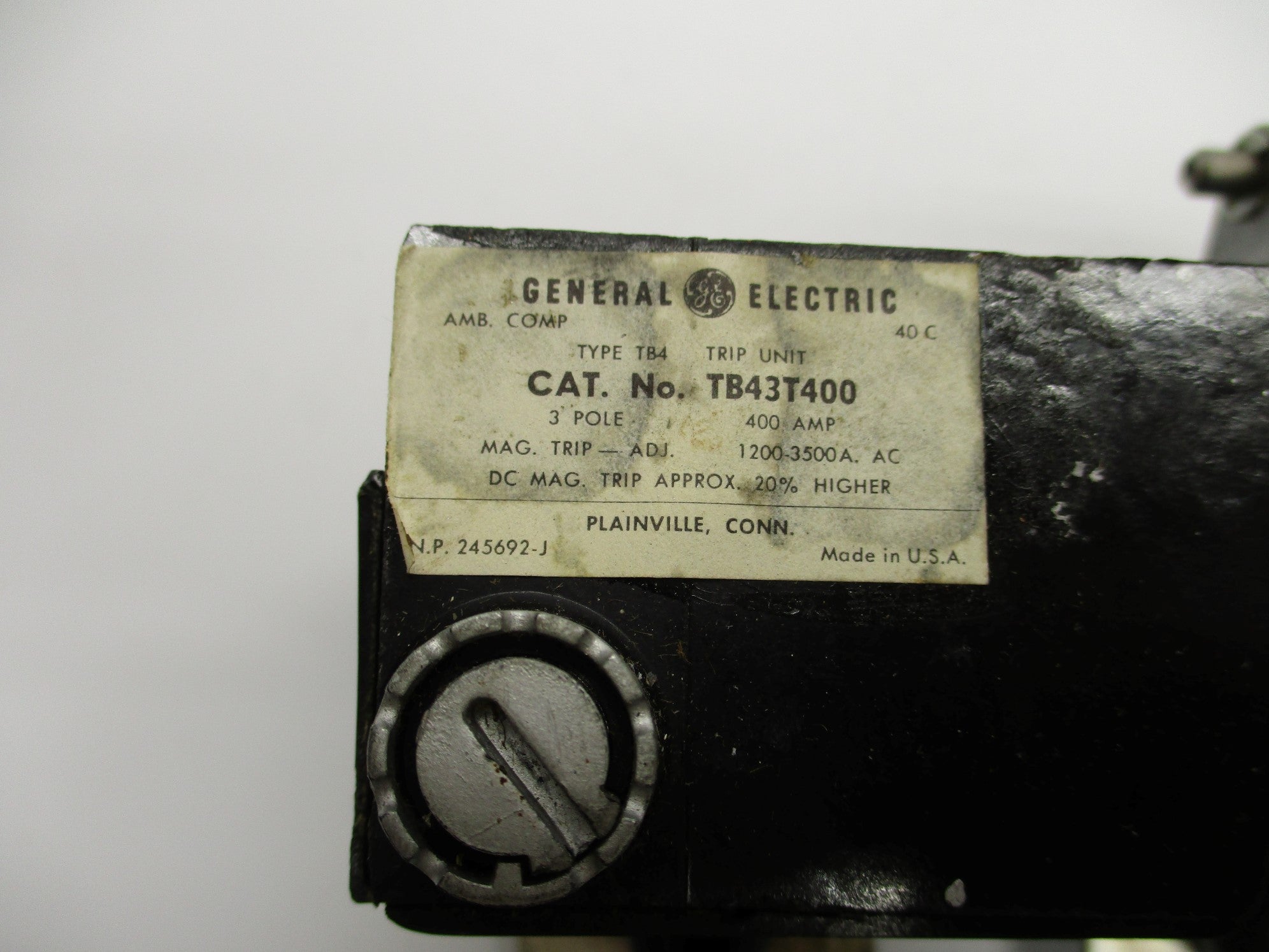 GENERAL ELECTRIC TB43T400 UNMP