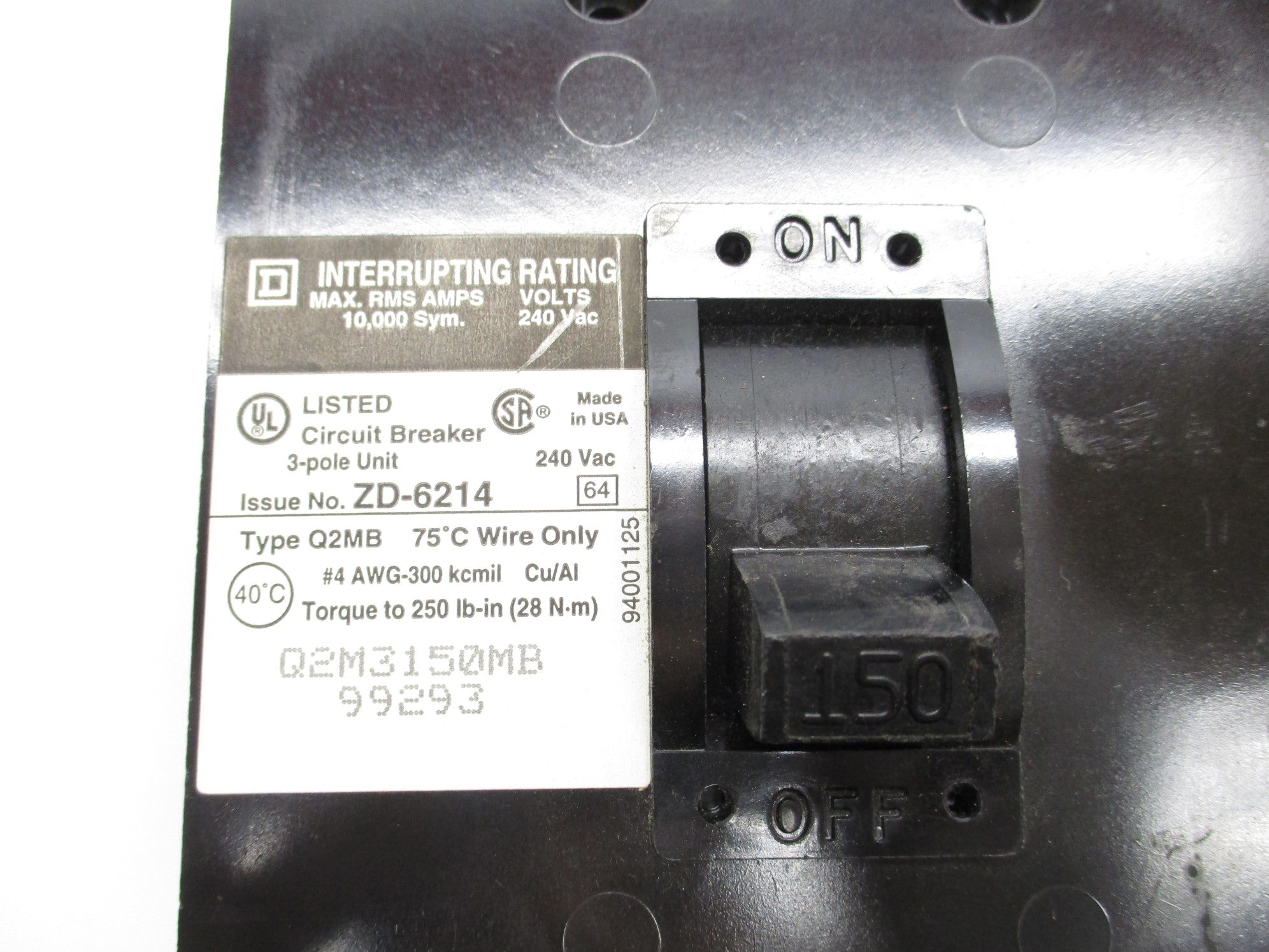 SQUARE D Q2M3150MB 150A 240VAC NSNP