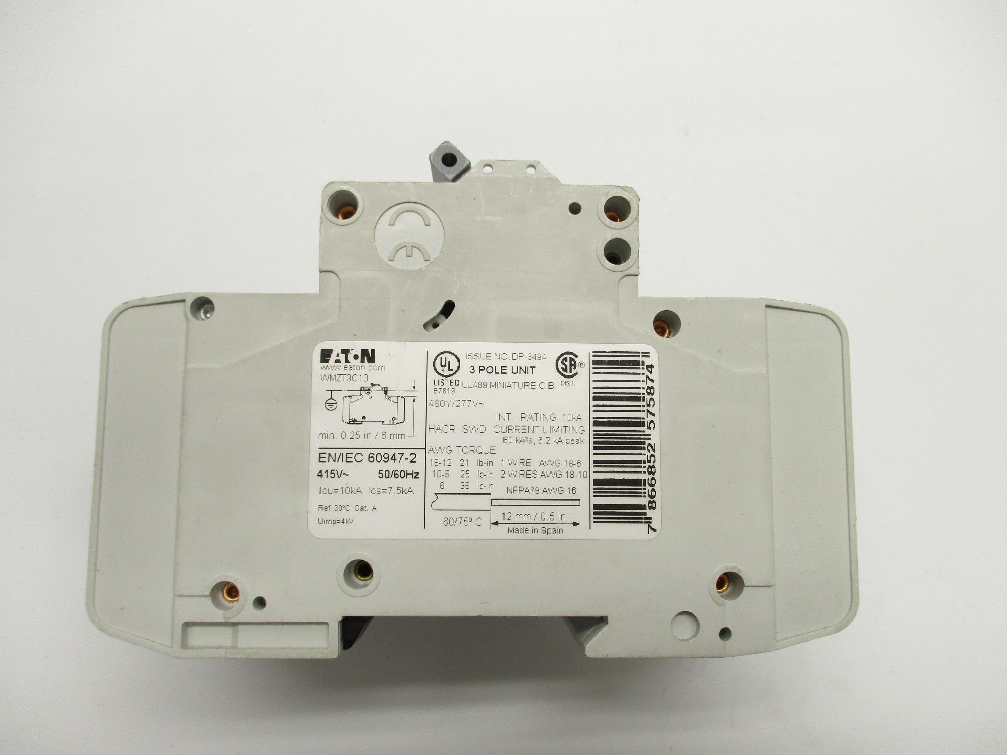 EATON WMZT3C10 277VAC 10A NSNP
