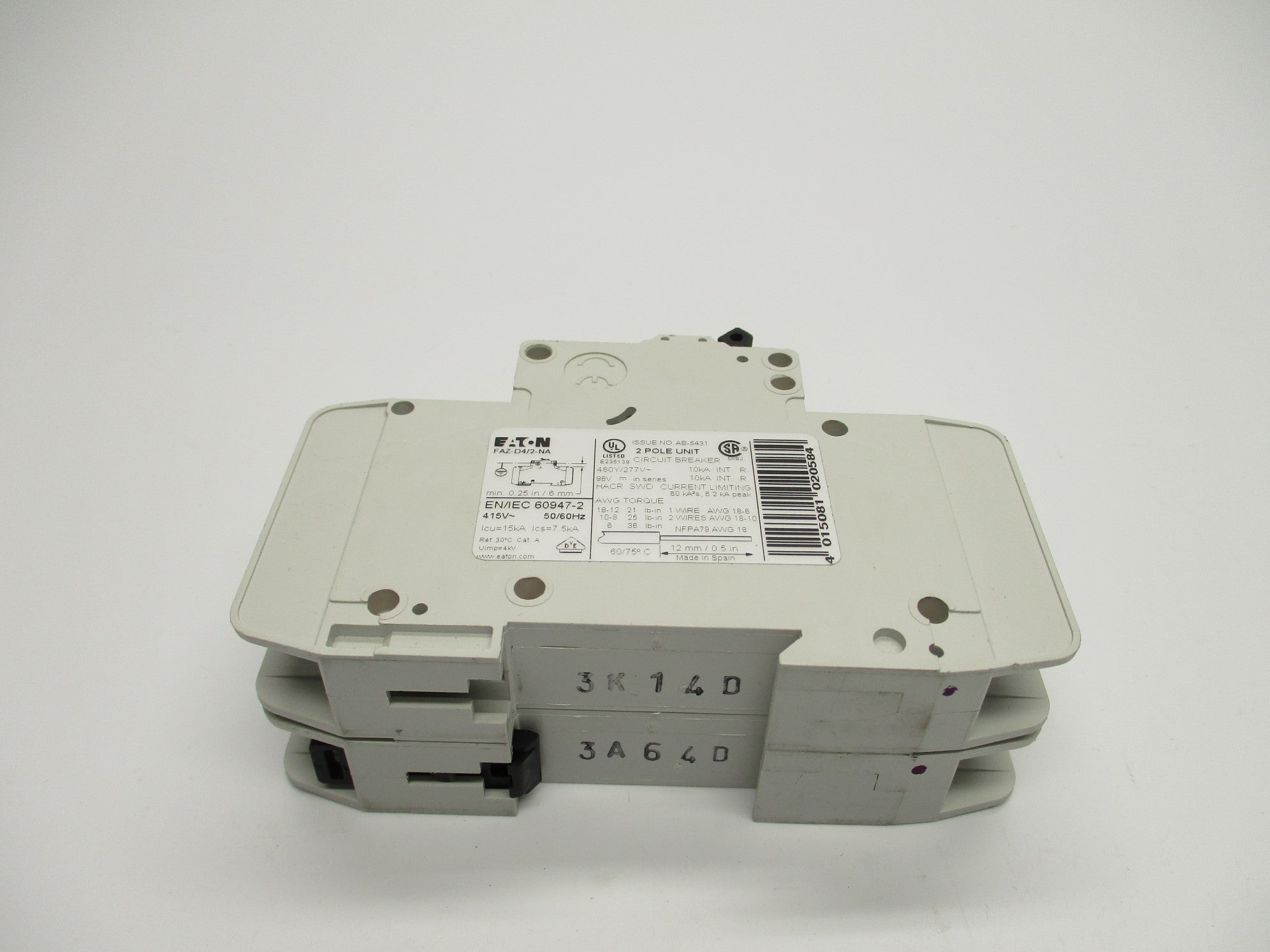EATON FAZ-D4/2-NA 4A 480/277VAC NSNP