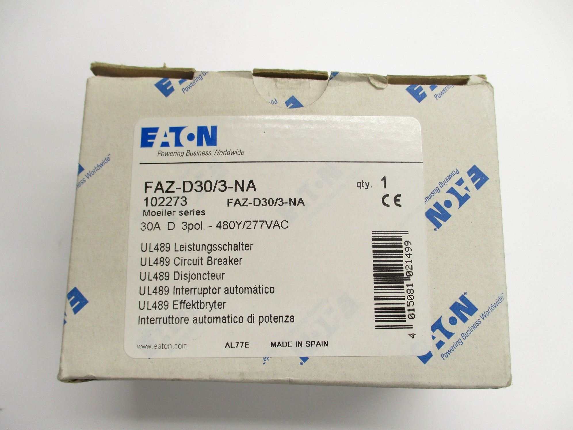 EATON FAZ-D30/3-NA 30A 480/277VAC NSMP
