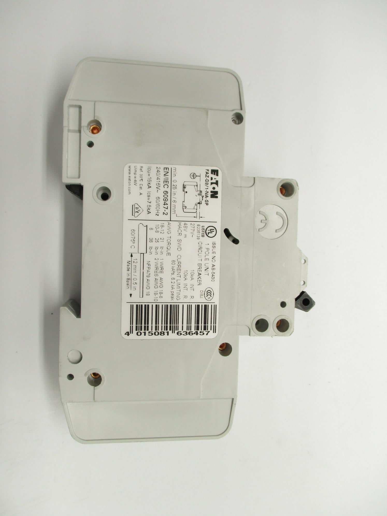 EATON FAZ-D3/1-NA-SP 3A 277V NSNP