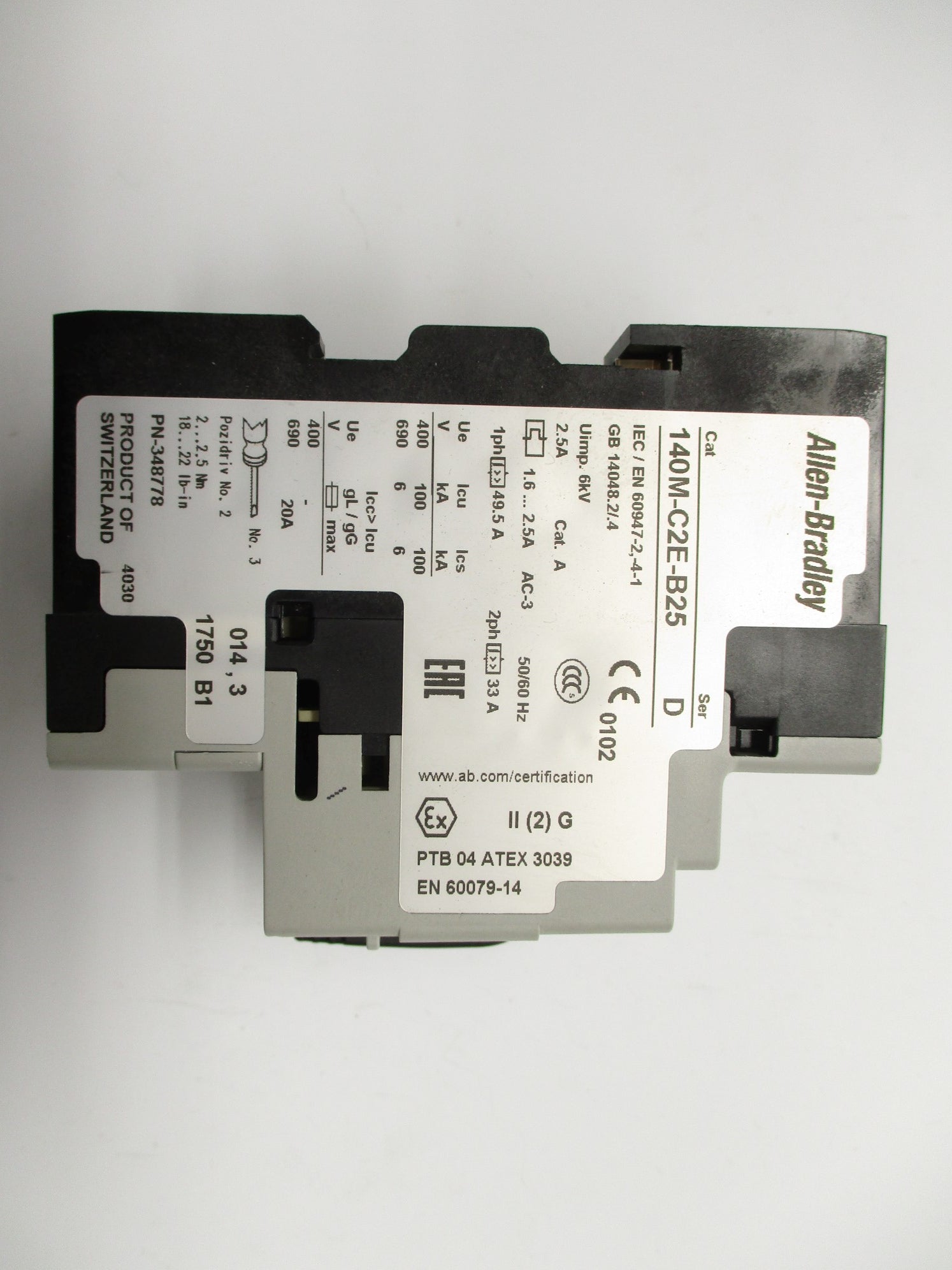 ALLEN BRADLEY 140M-C2E-B25 SER. D 1.6-2.5A 690V NSNP