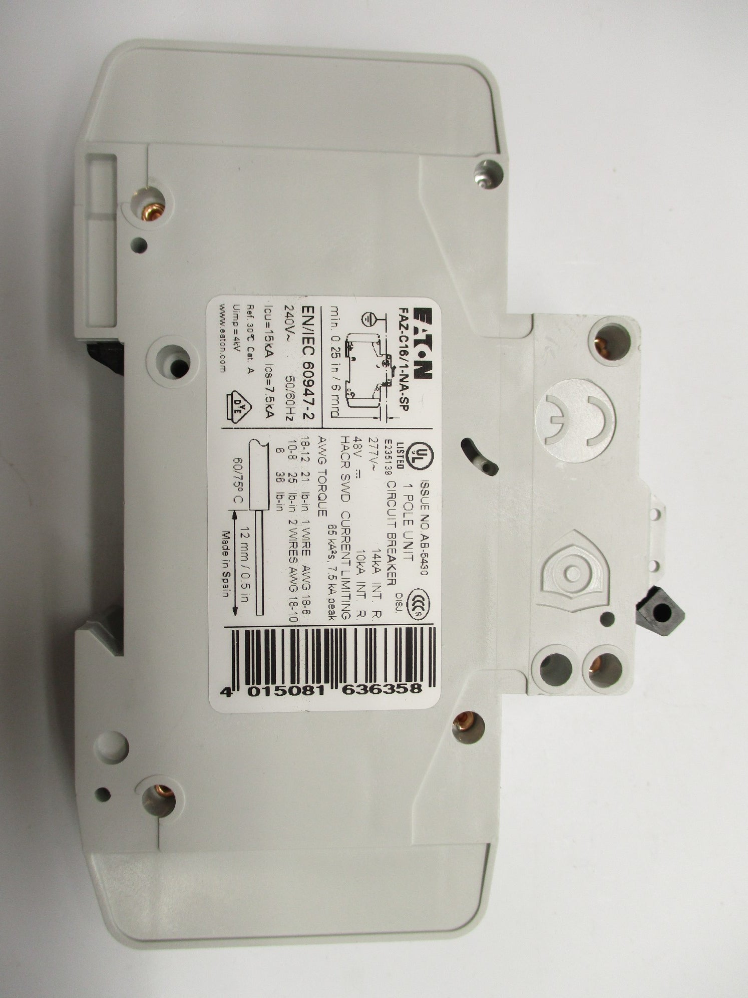 EATON FAZ-C16/1-NA-SP 16A 277VAC NSMP
