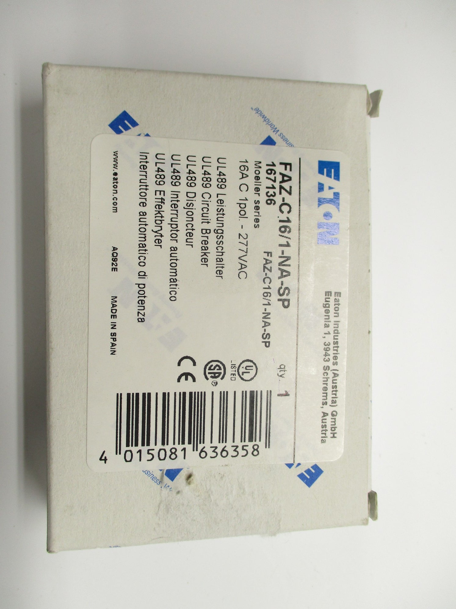 EATON FAZ-C16/1-NA-SP 16A 277VAC NSMP