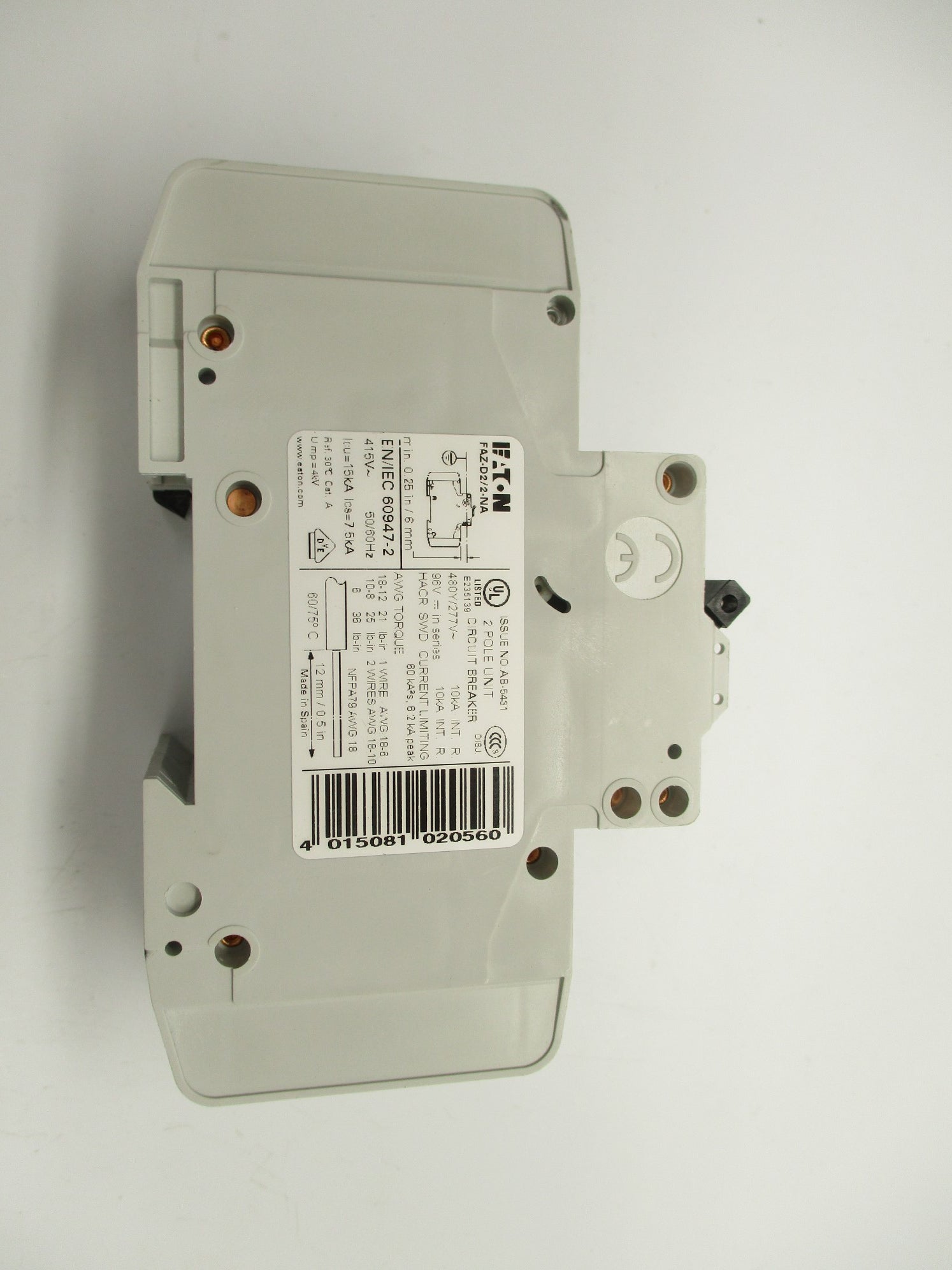 EATON FAZ-D2/2-NA 2A 480/277VAC NSMP